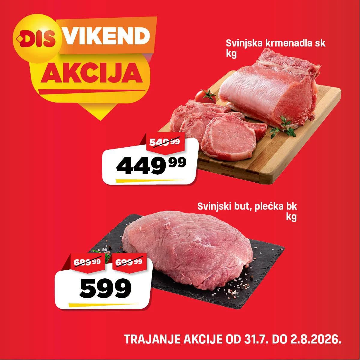 DIS Vikend akcija – svinjska krmenadla i svinjski but po akcijskim cenama