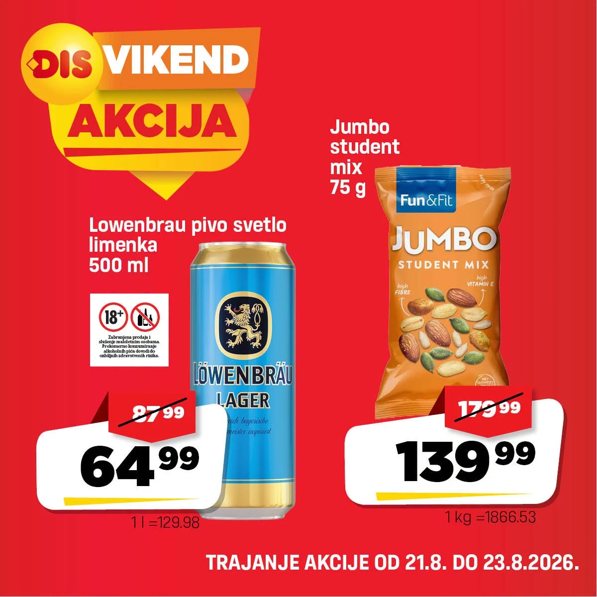 DIS vikend akcija – Jumbo student mix 139,99 dinara