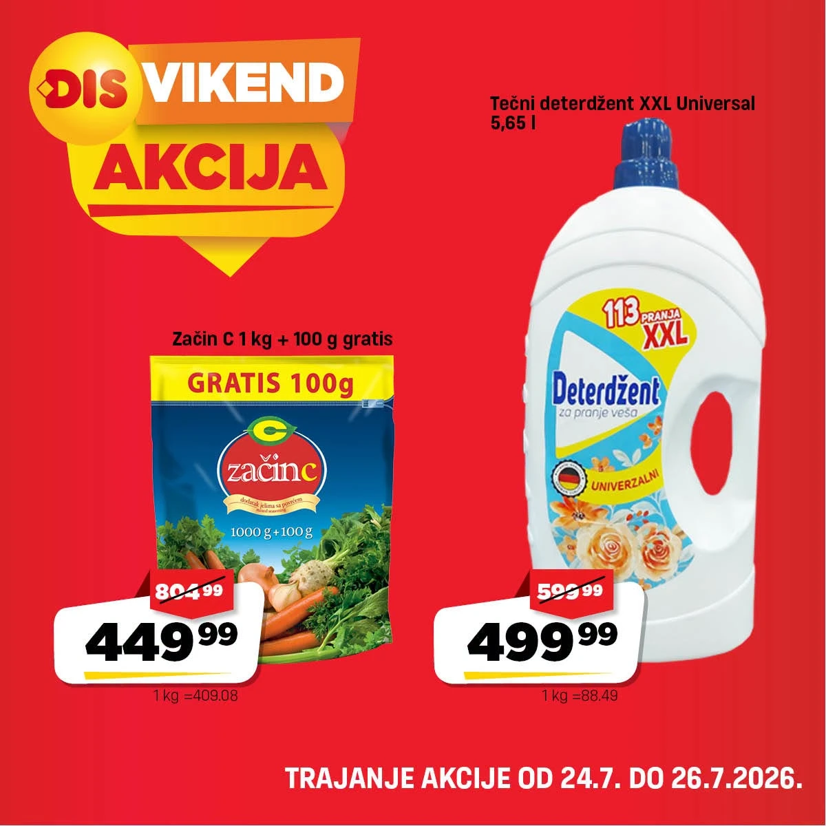 DIS vikend akcija – tečni deterdžent XXL Universal i Začin C