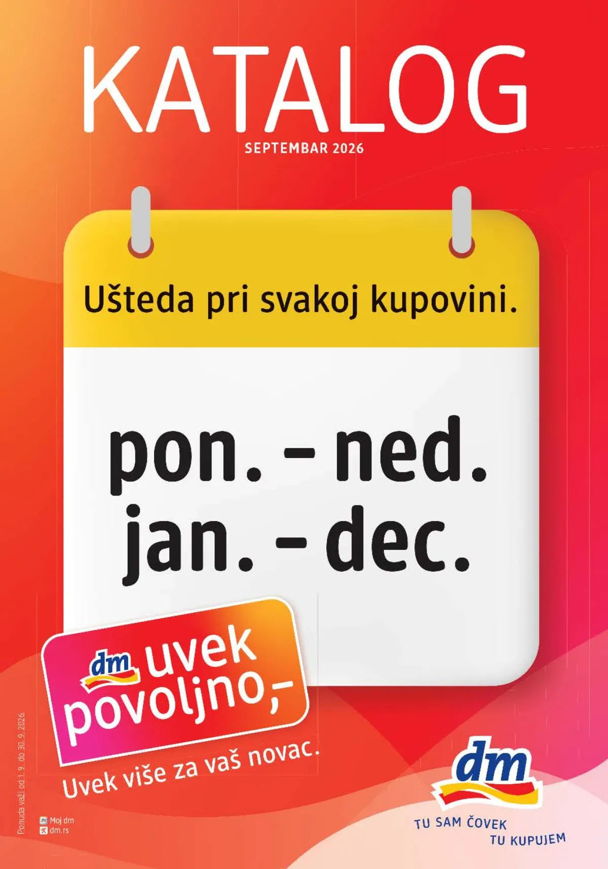 dm katalog od 01.09. do 30.09.2026. sa ponudom kozmetike, nege, hrane i proizvoda za domaćinstvo