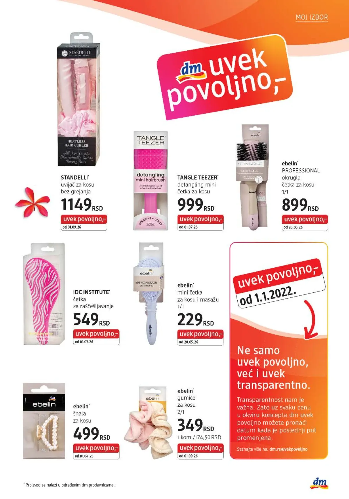 Četke, uvijač bez grejanja, gumice i šnale za kosu u dm septembarskom katalogu