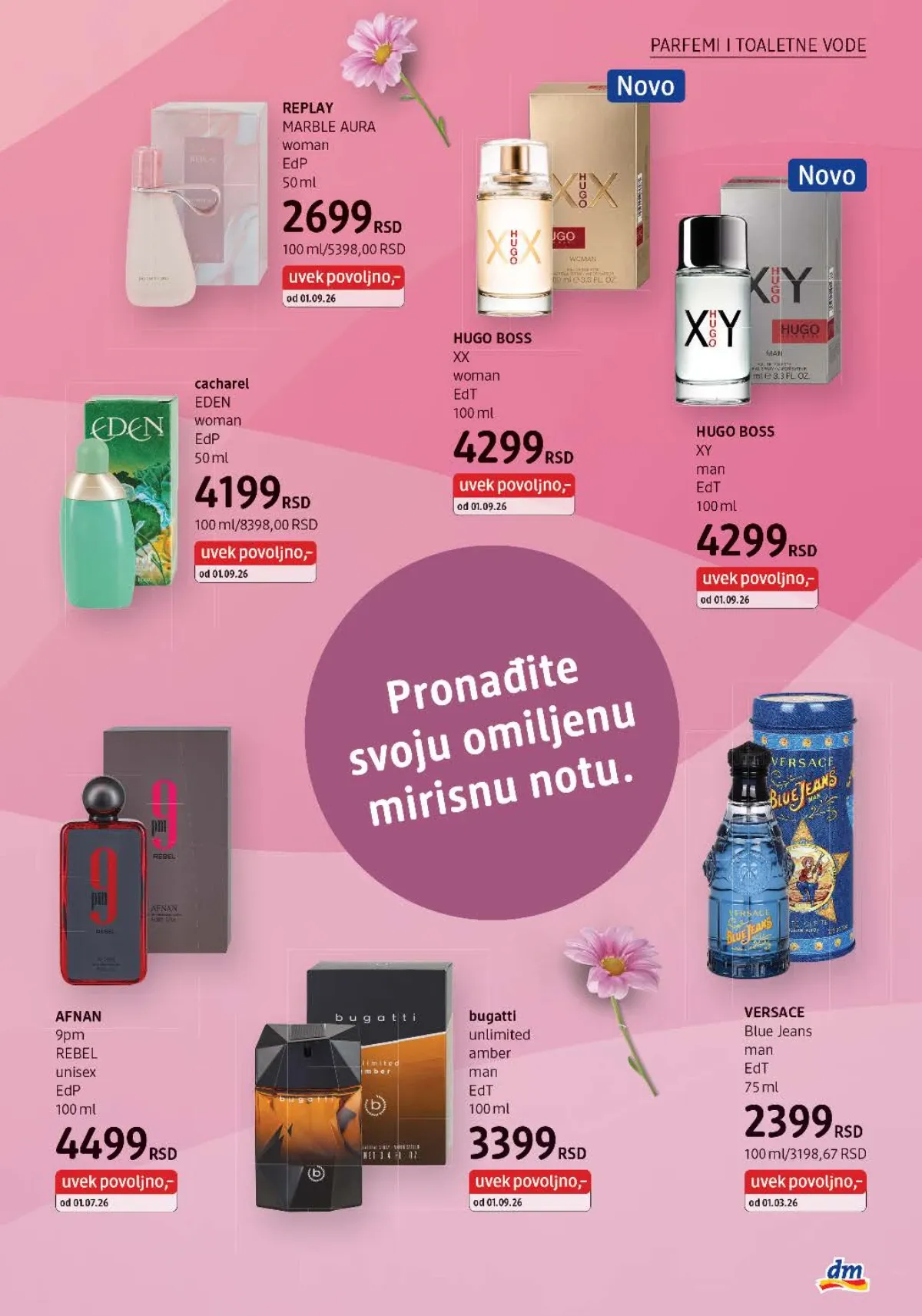 Hugo Boss, Versace Blue Jeans, Afnan, Replay i Bugatti parfemi i toaletne vode