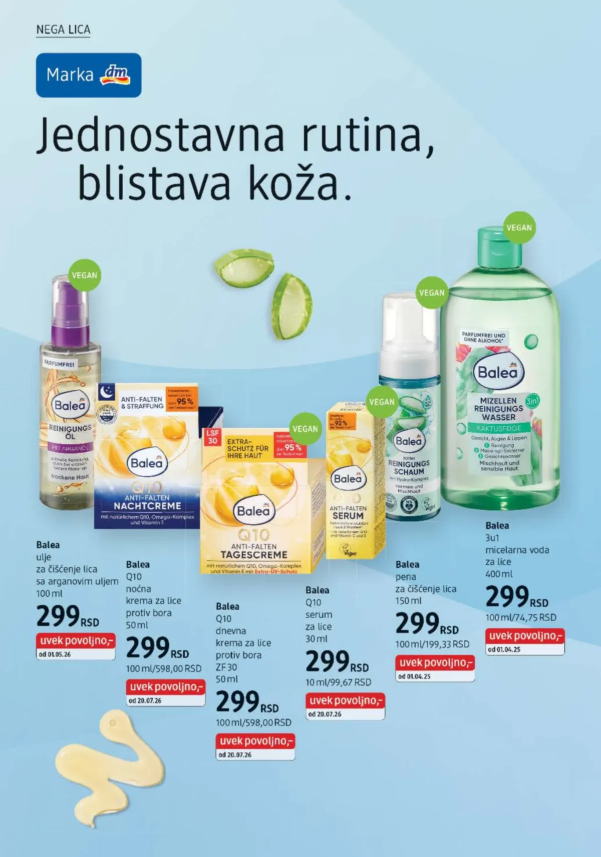 Balea Q10 krema, serum, ulje i proizvodi za čišćenje lica u dm katalogu