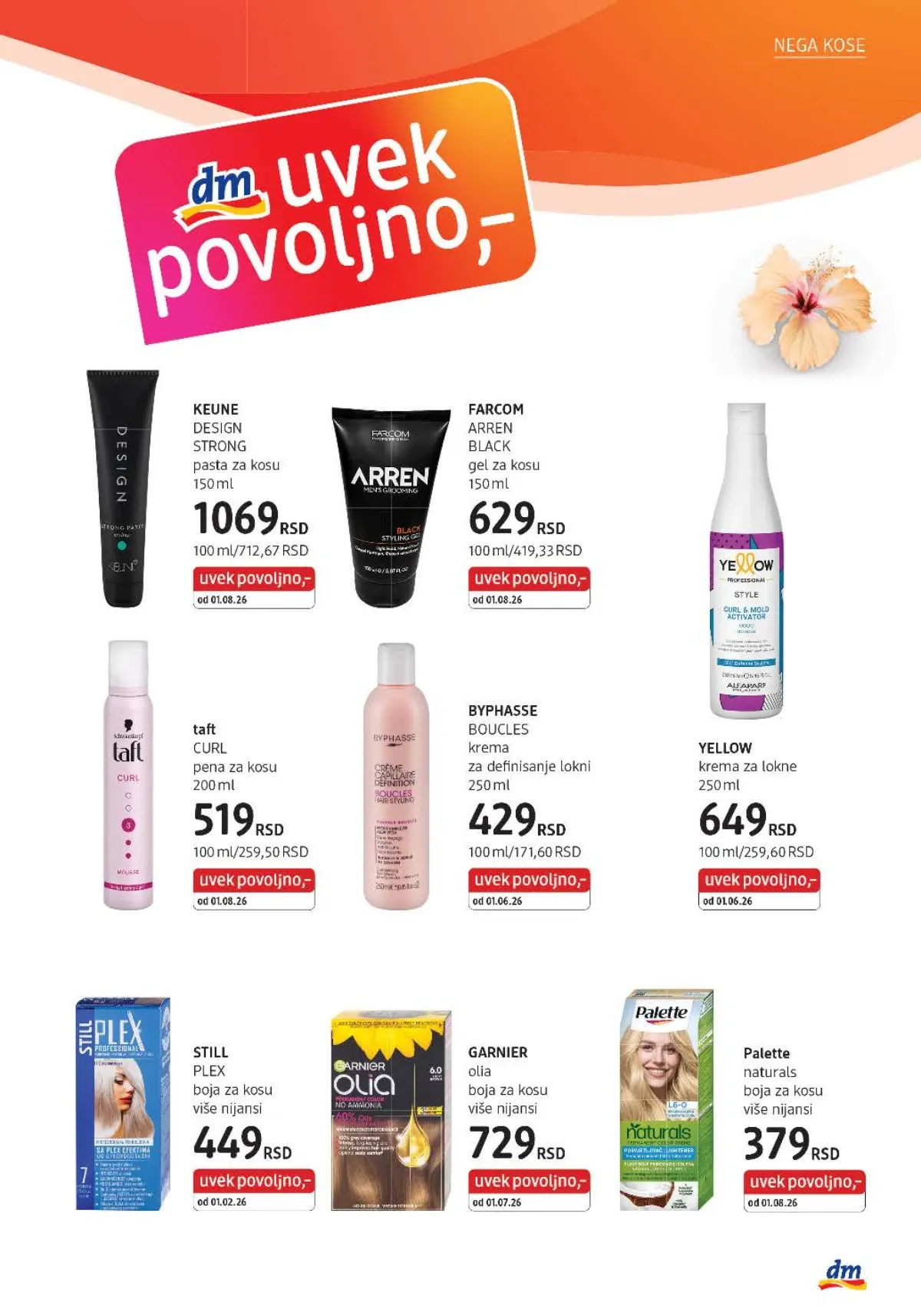 Proizvodi za stilizovanje lokni i različite nijanse boja za kosu