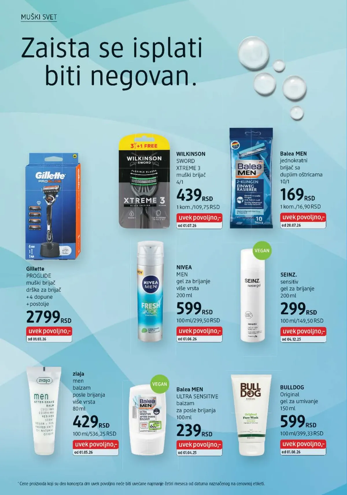 Gillette, Wilkinson, Balea Men, Nivea, Ziaja i Bulldog proizvodi za muškarce