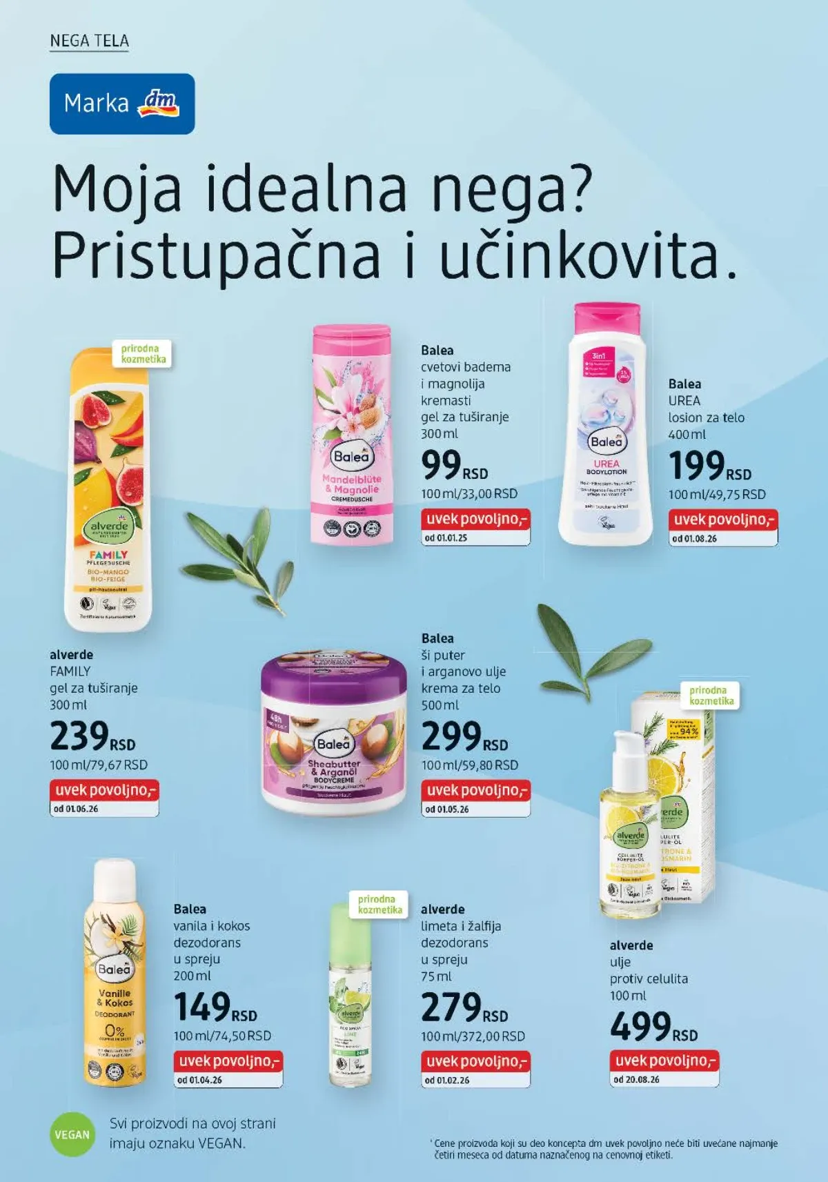 Gelovi za tuširanje, losion, krema, dezodorans i ulje protiv celulita