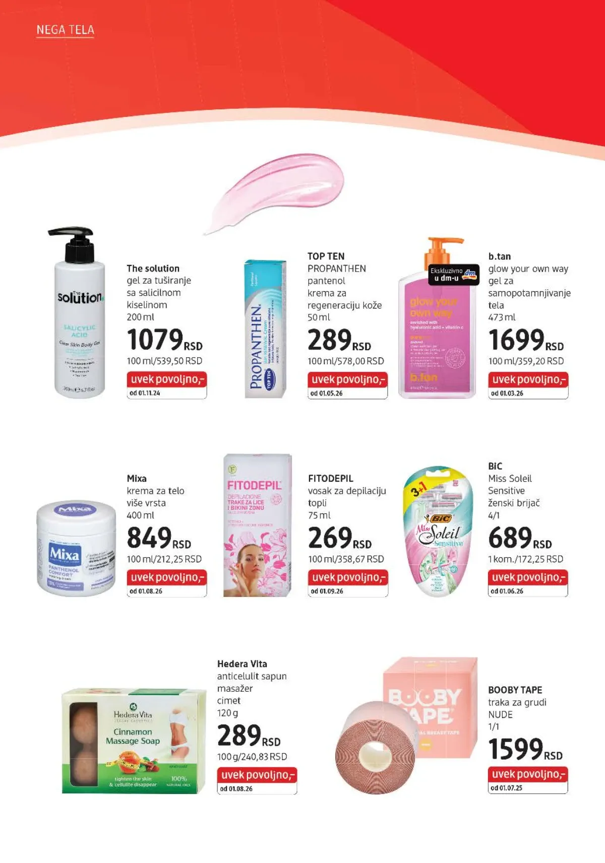 Mixa krema, The Solution gel, b.tan samopotamnjivanje i proizvodi za depilaciju