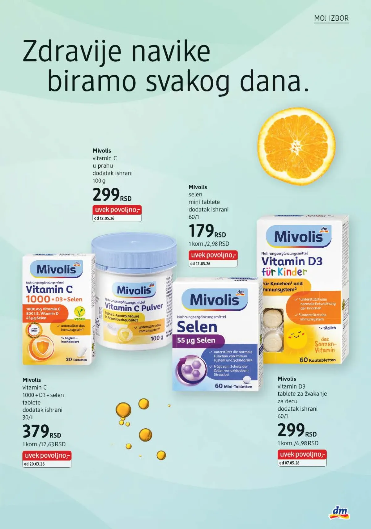 Mivolis vitamin C, vitamin D3 i selen dodaci ishrani