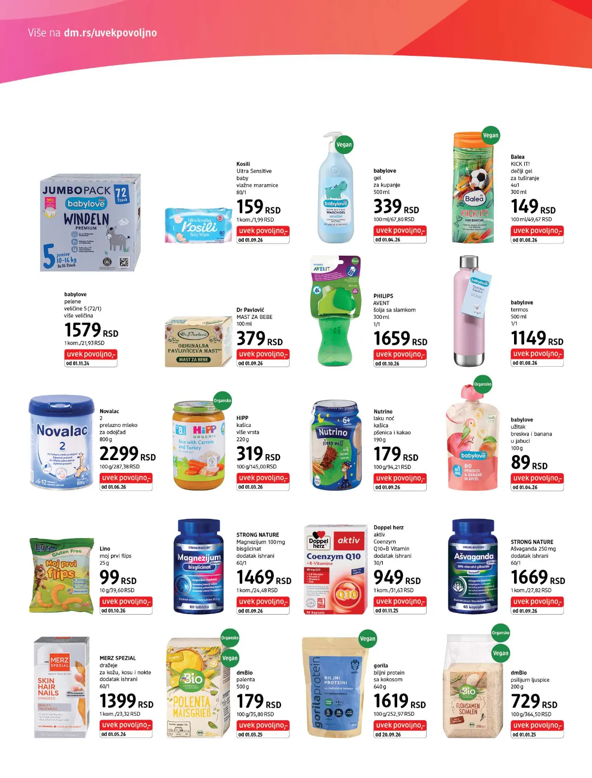 dm express katalog strana 6 – babylove Premium pelene 72 komada 1.579 din i Philips Avent šolja sa slamkom 1.659 din