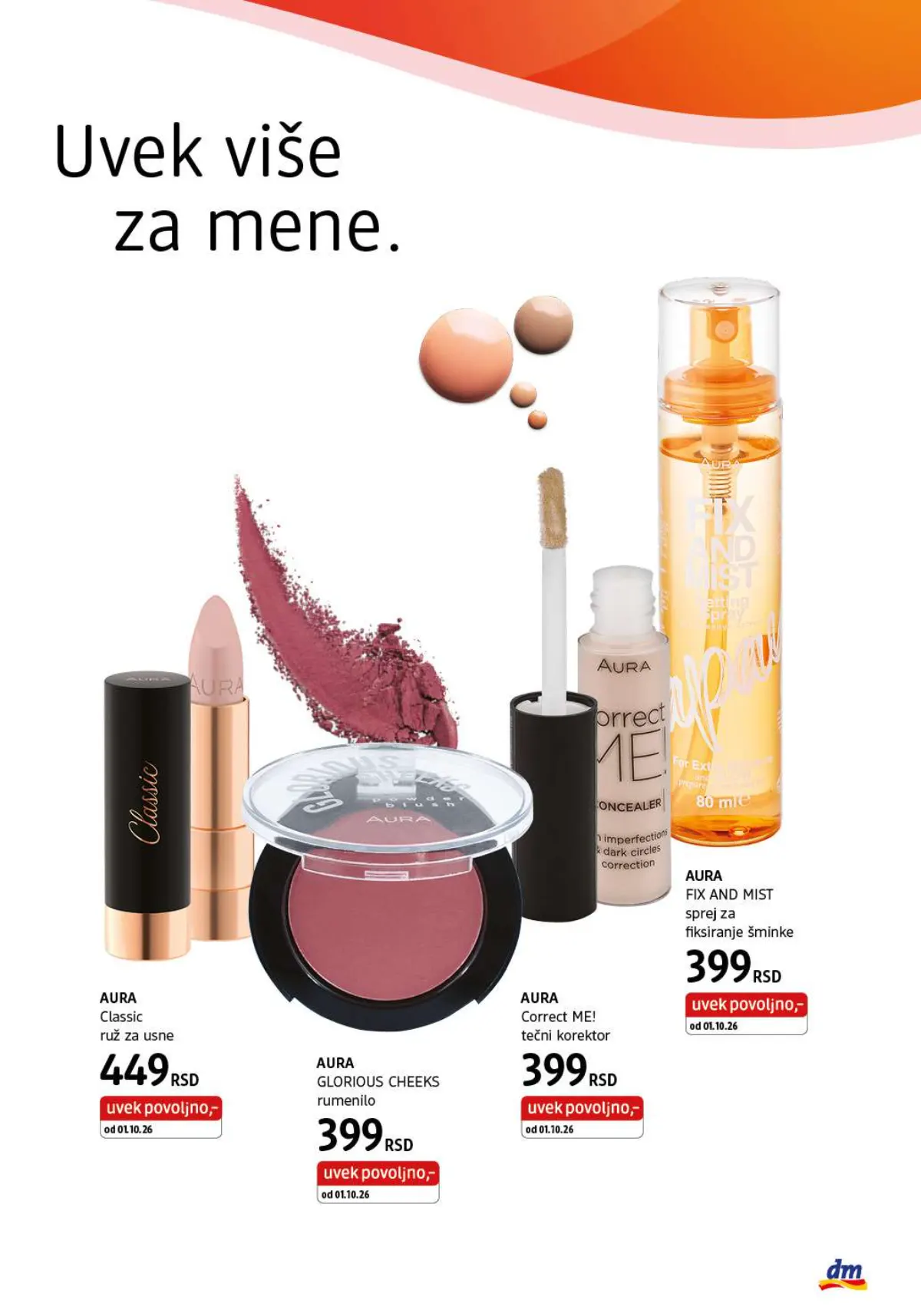 dm katalog oktobar 2026. – Aura šminka i proizvodi za lice
