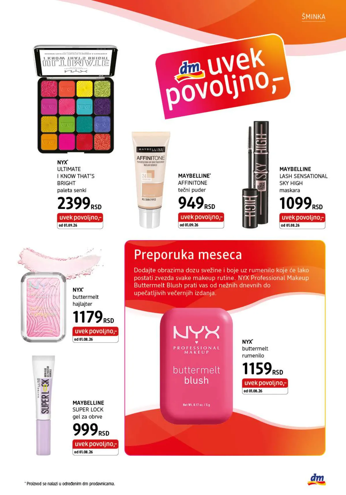 dm katalog oktobar 2026. – NYX i Maybelline šminka