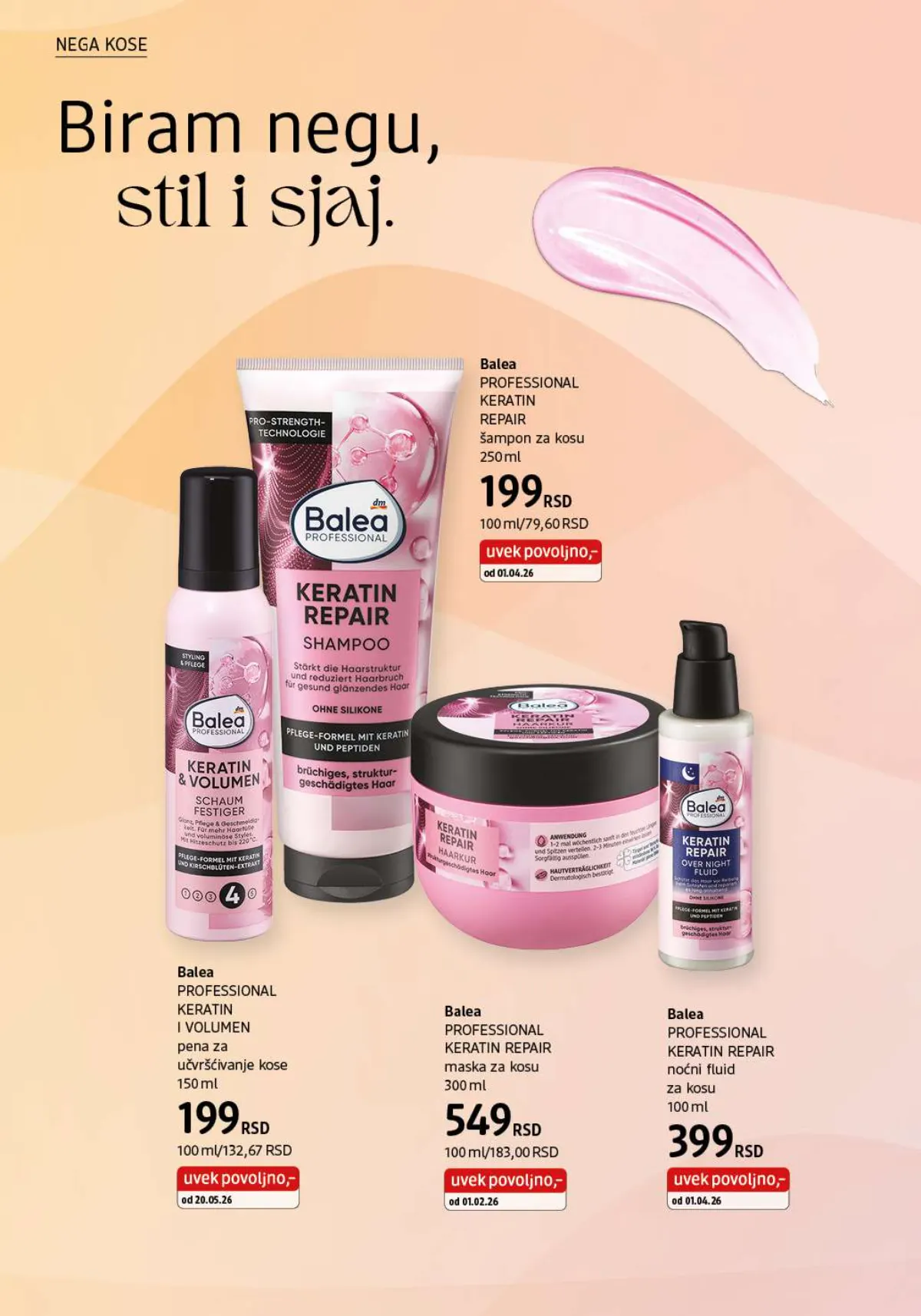 dm katalog oktobar 2026. – Balea Professional Keratin Repair nega kose