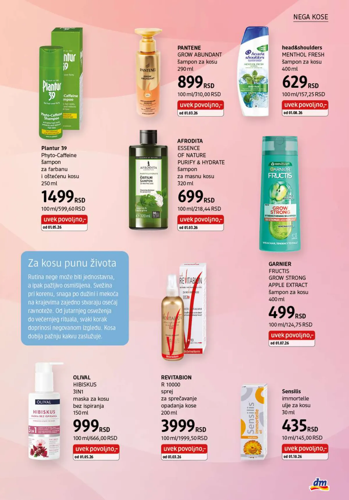 dm katalog oktobar 2026. – Pantene, Plantur, Garnier i Olival nega kose