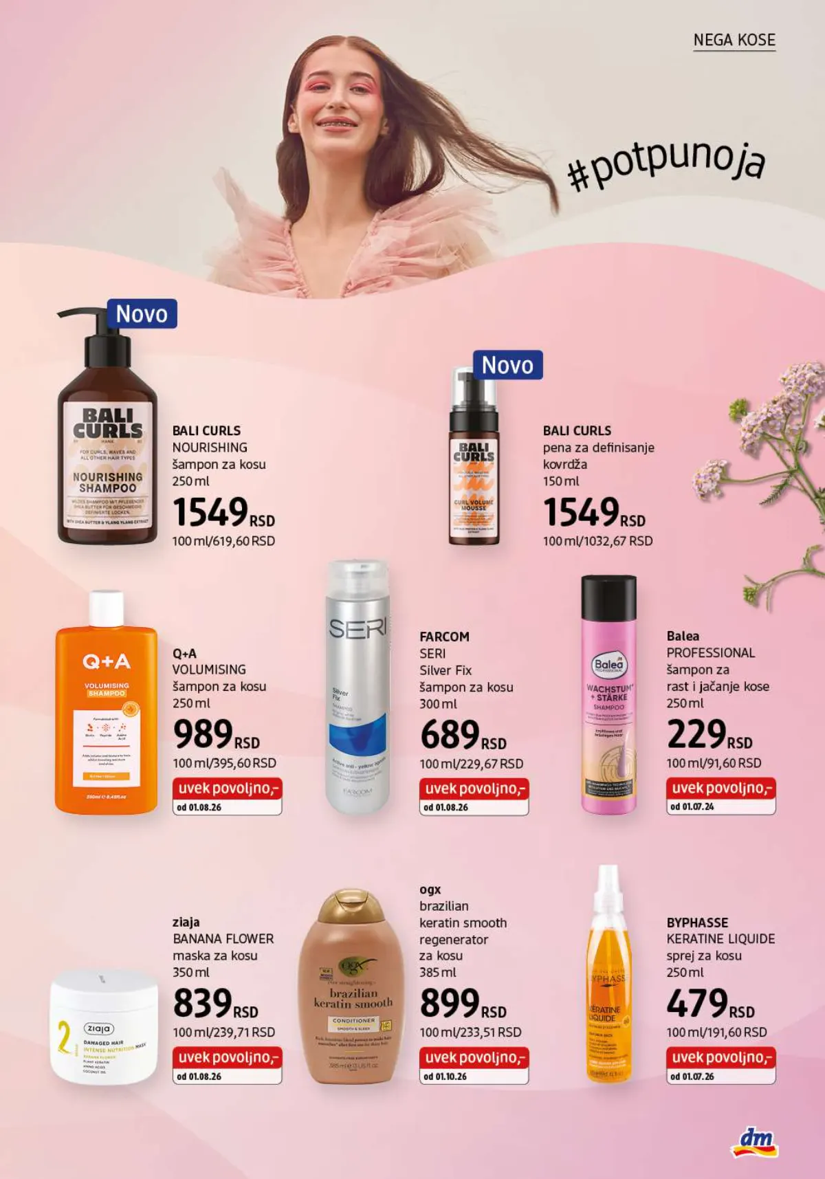 dm katalog oktobar 2026. – Bali Curls, Q+A, OGX i Byphasse nega kose