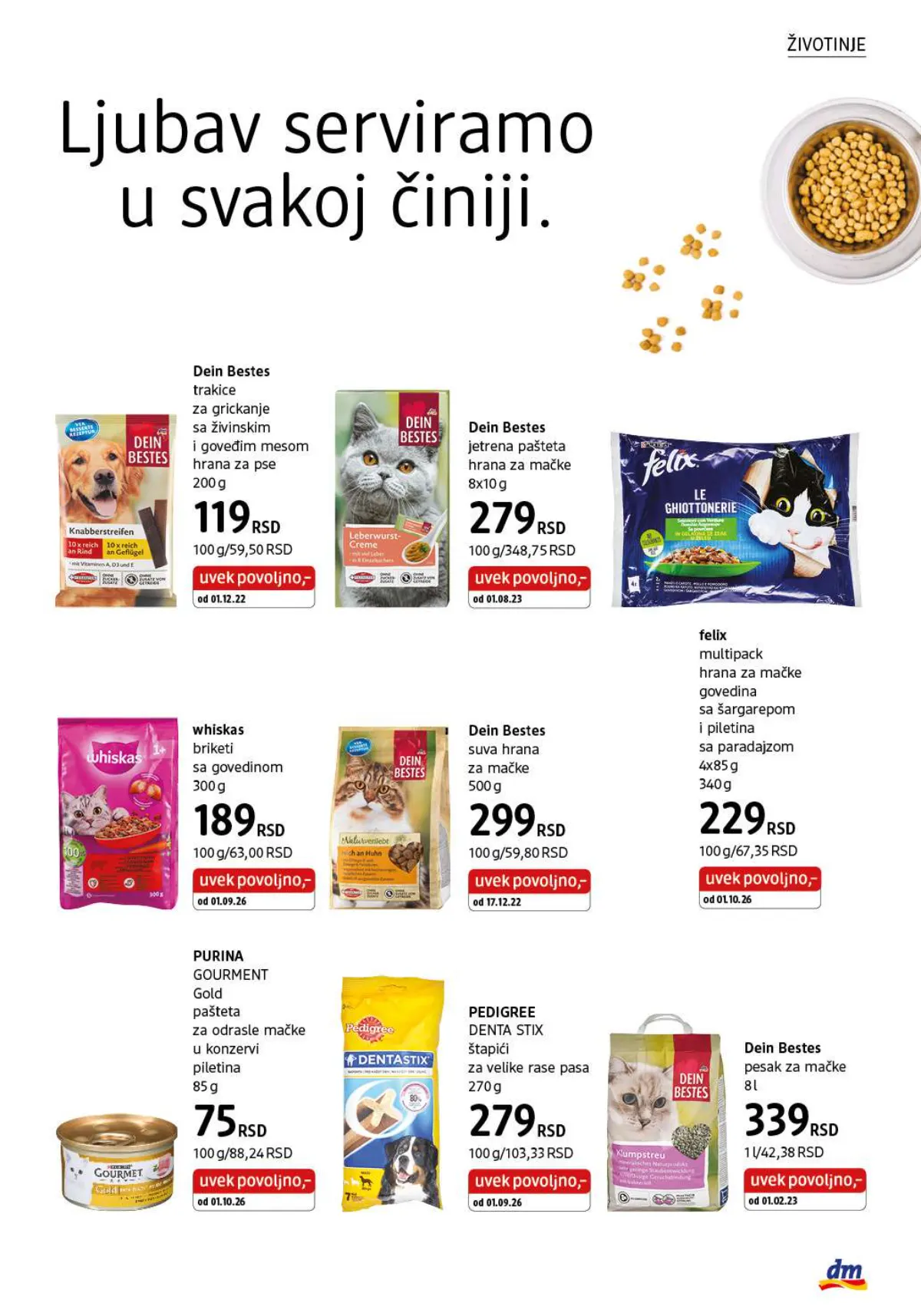 dm katalog oktobar 2026. – hrana i poslastice za pse i mačke