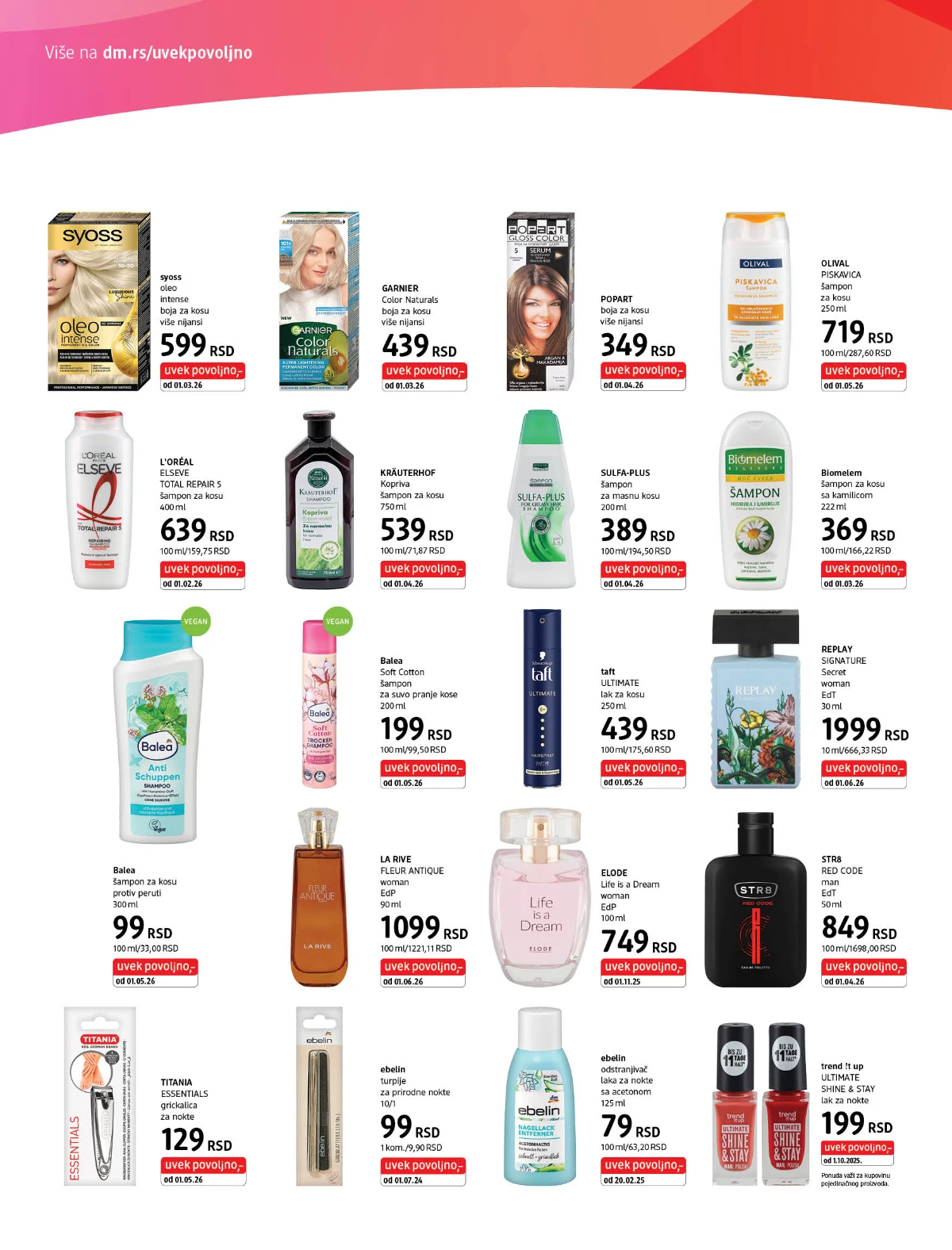 dm Uvek povoljno katalog strana 2 – akcije na kozmetiku i proizvode za negu