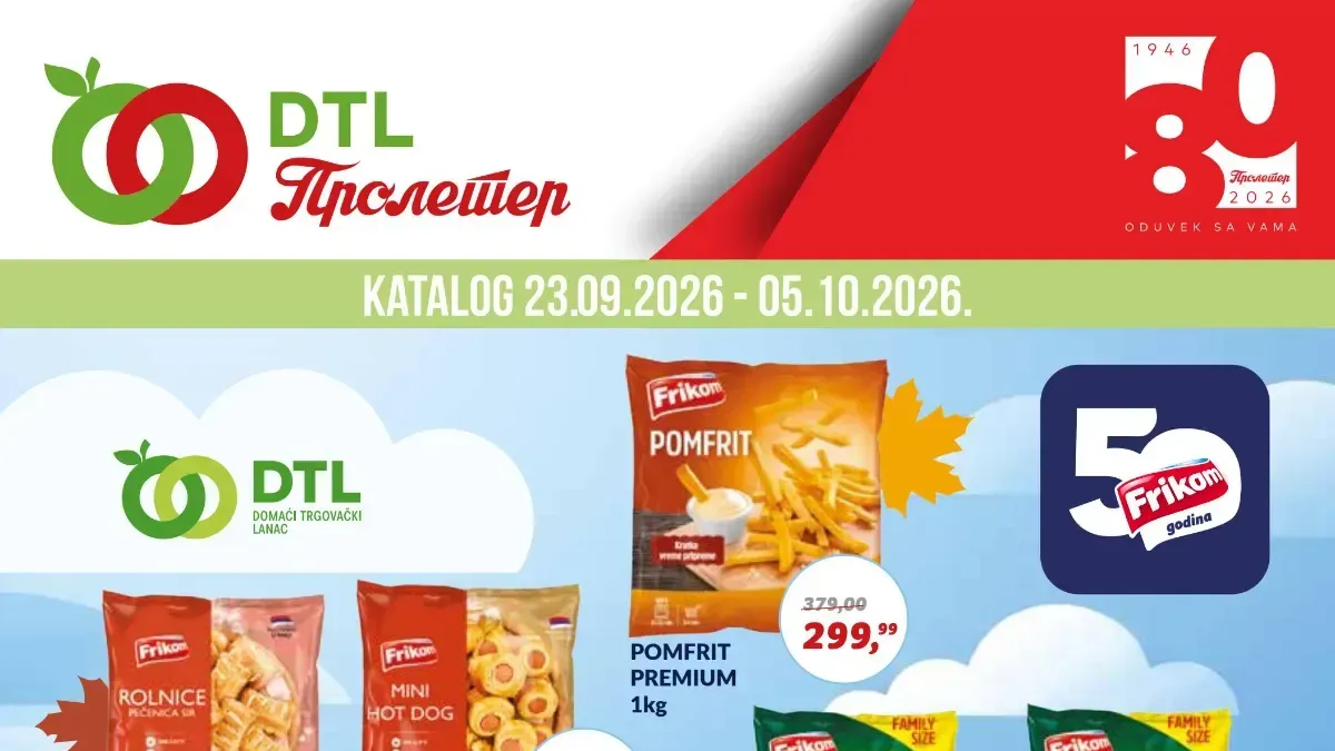 DTL Proleter katalog od 23.09. do 05.10.2026. – Frikom proizvodi, hrana, piće i kućna hemija na akciji
