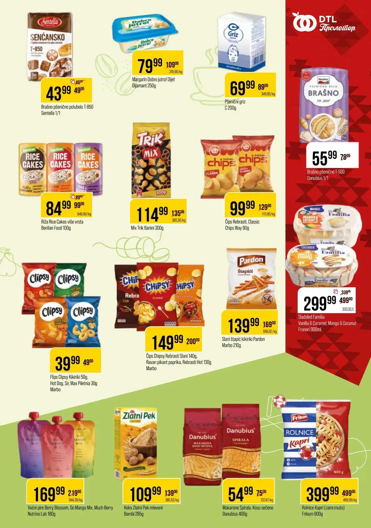DTL Proleter katalog, strana 7 – grickalice, testenina i prehrambeni proizvodi