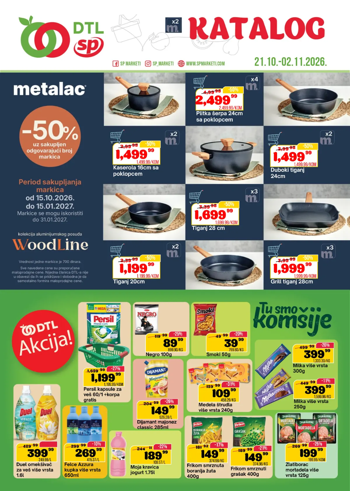 DTL SP Marketi katalog – Metalac WoodLine posuđe sa 50% popusta uz markice, Persil kapsule, Milka čokolade, Smoki i prehrambeni proizvodi na akciji