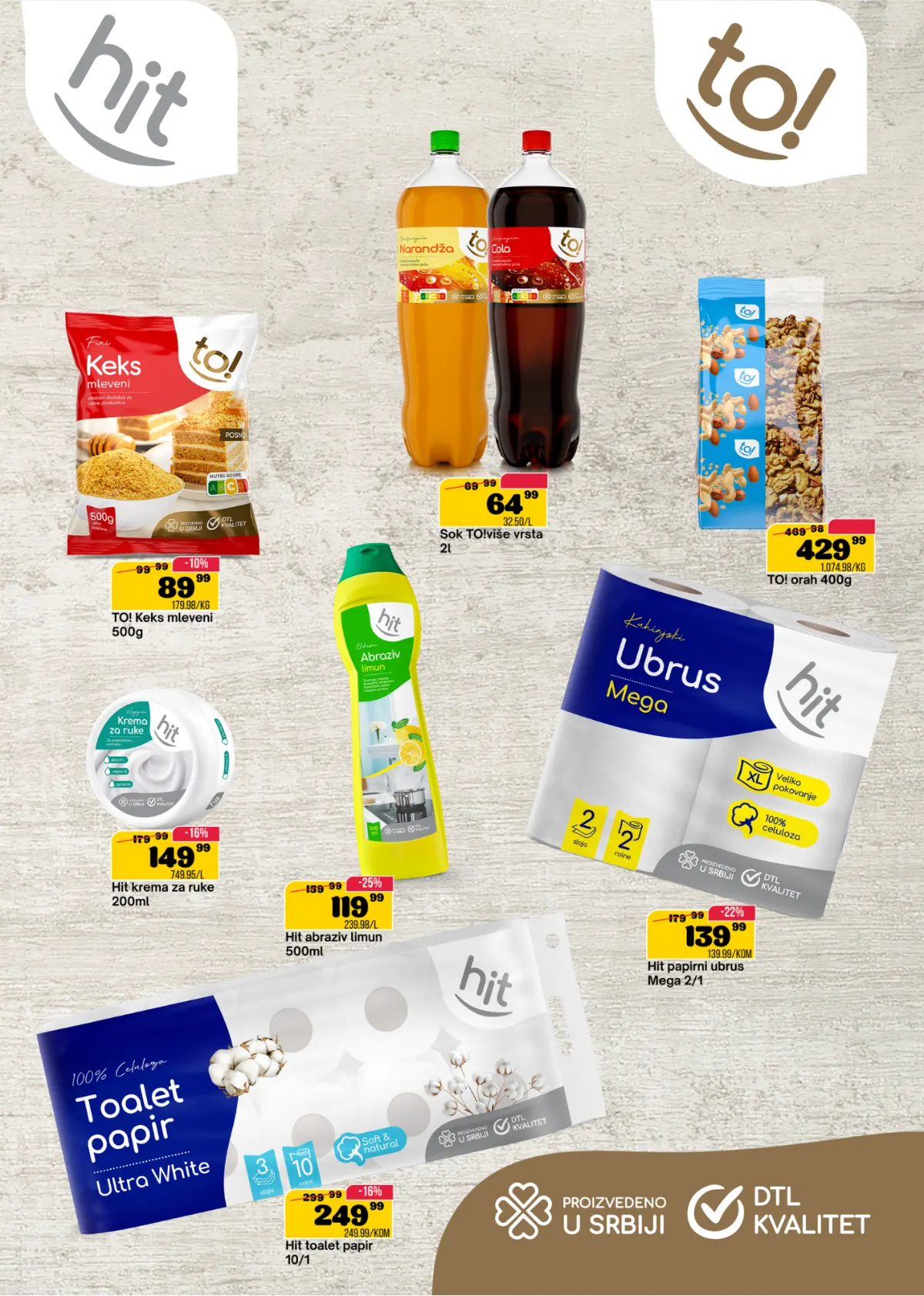DTL SP Marketi katalog, stranica 2 – TO sokovi, mleveni keks, orah, Hit toalet papir, papirni ubrusi i sredstva za čišćenje na akciji