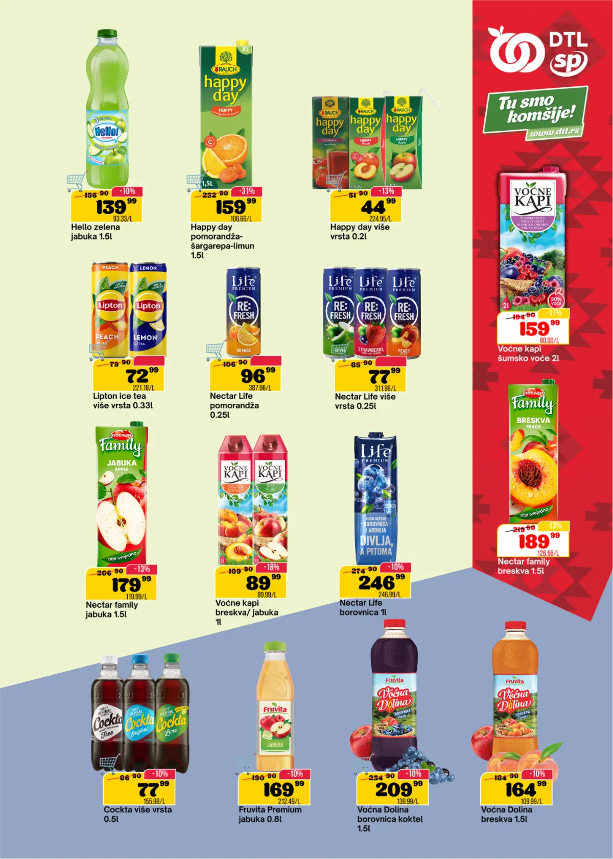 DTL SP Marketi katalog, stranica 13 – Hello sokovi, Rauch Happy Day, Lipton ledeni čaj, Nectar, Fruvita i Cockta pića po sniženim cenama