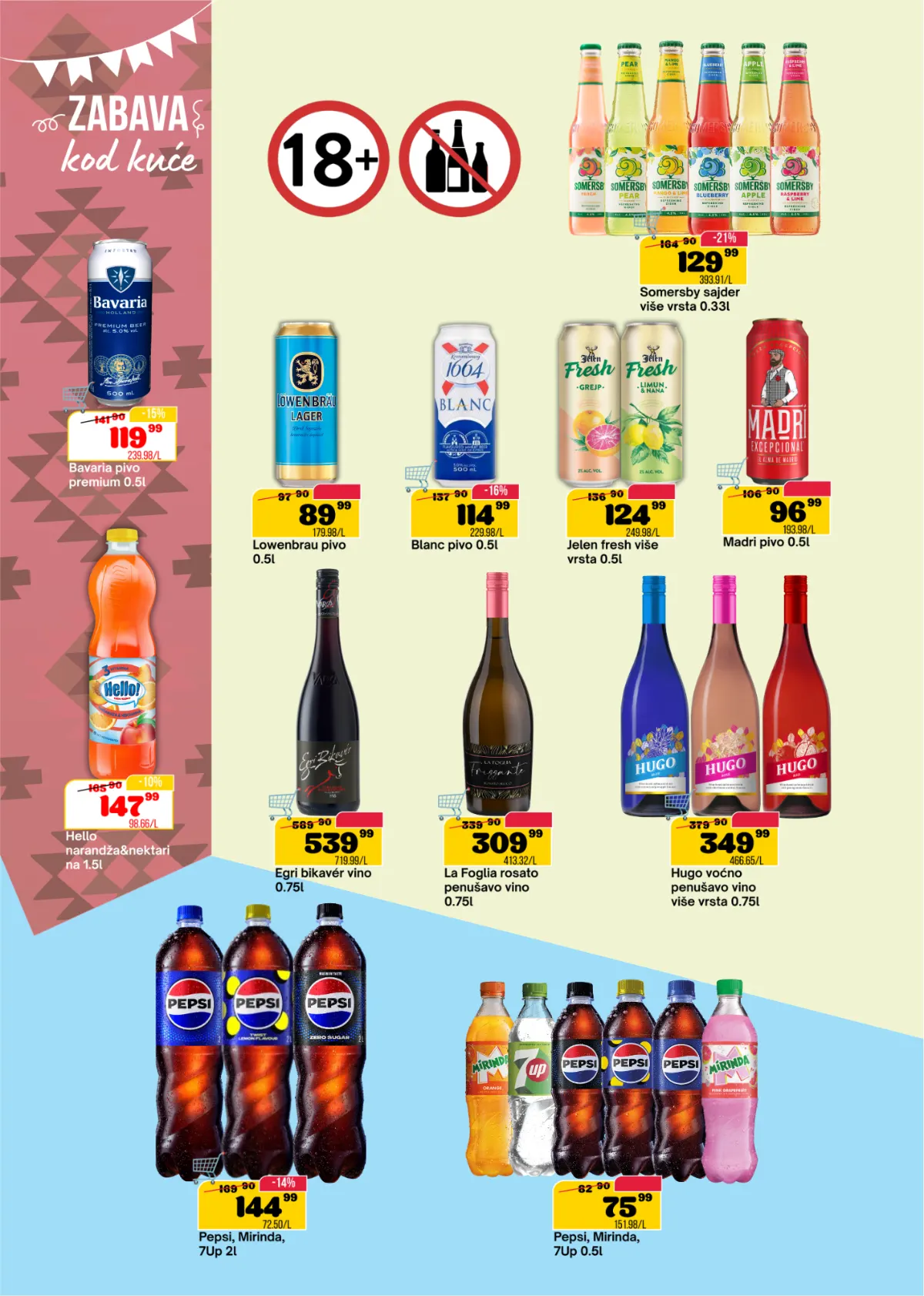 DTL SP Marketi katalog, stranica 14 – Bavaria i Löwenbräu pivo, Somersby, Hugo vino, Pepsi i drugi gazirani napici na akciji