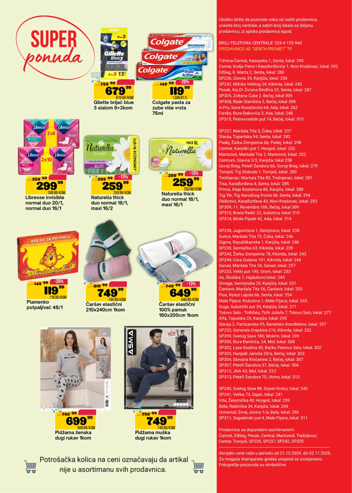 DTL SP Marketi katalog, stranica 16 – Gillette brijači, Colgate pasta za zube, Libresse i Naturella ulošci, čaršavi i muške i ženske pidžame na akciji