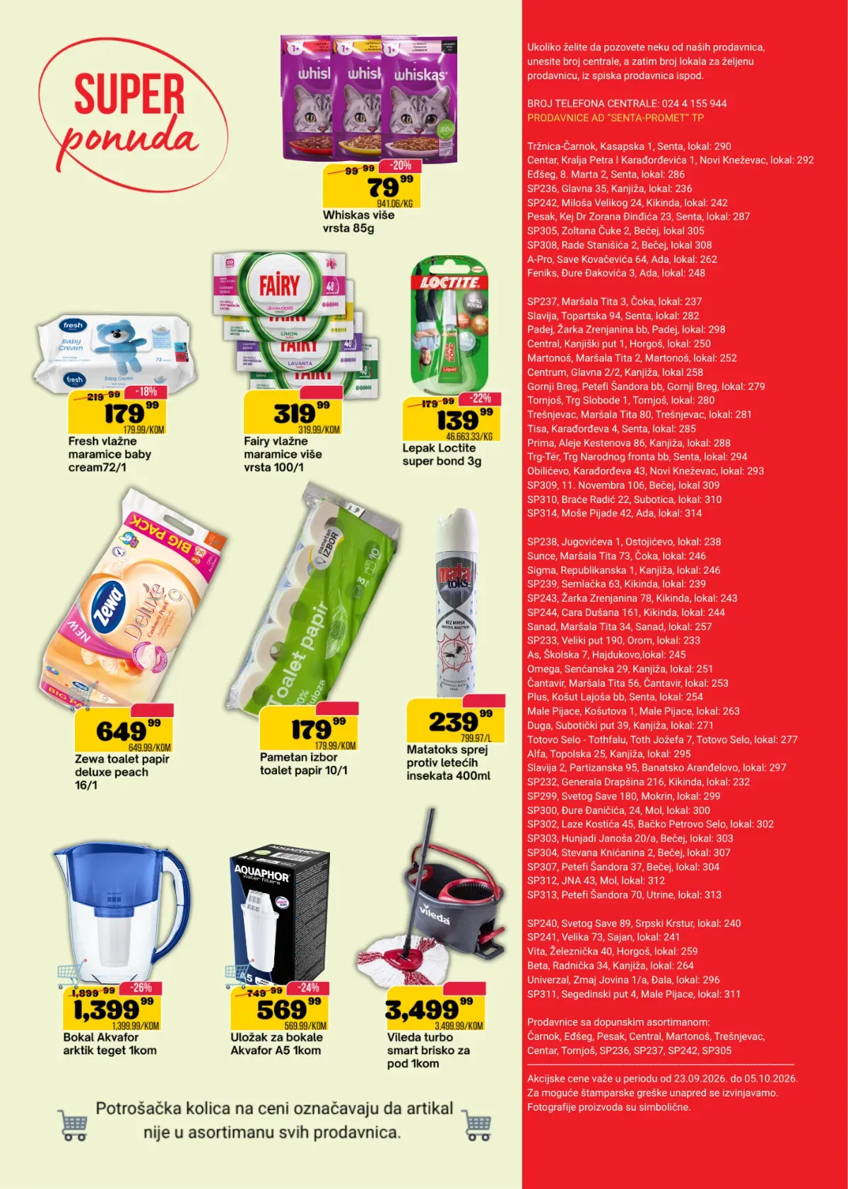 DTL SP Marketi katalog, strana 16 – proizvodi za domaćinstvo i spisak prodavnica