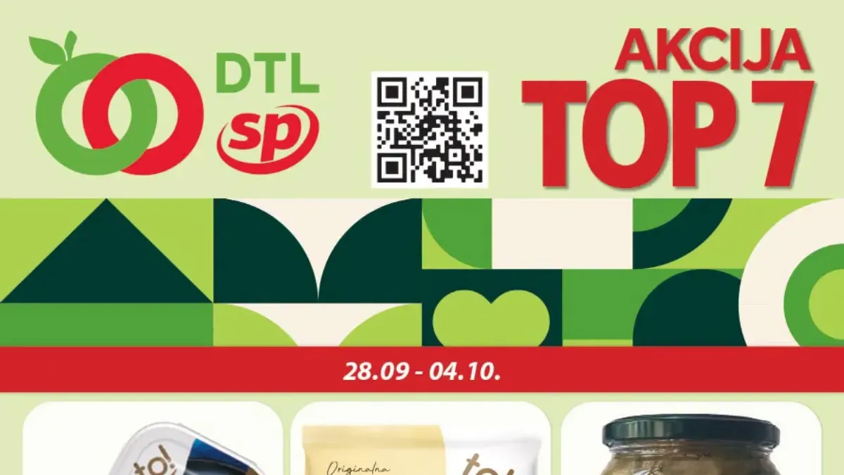 DTL SP Marketi TOP 7 akcija od 28.09. do 04.10.2026. – prehrana, piće i proizvodi za domaćinstvo uz popuste do 33%