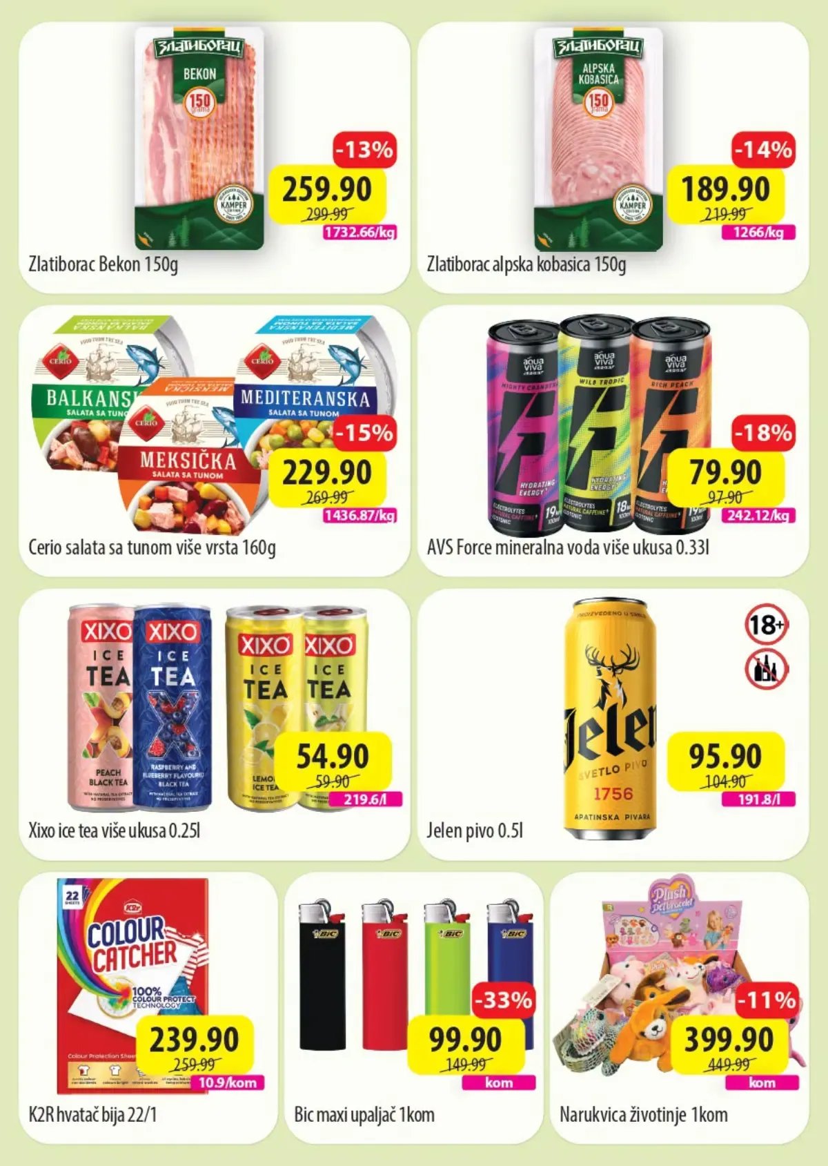 DTL SP Marketi TOP 7 akcija do 04.10.2026. – Zlatiborac, Cerio salate, AVS piće, Xixo ledeni čaj, Jelen pivo, Colour Catcher i BIC upaljači