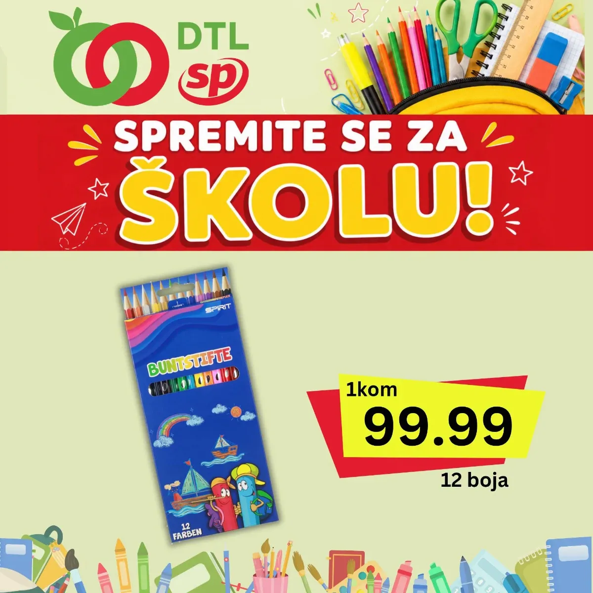 DTL SP Marketi školska ponuda – drvene bojice 12 boja za 99,99 dinara