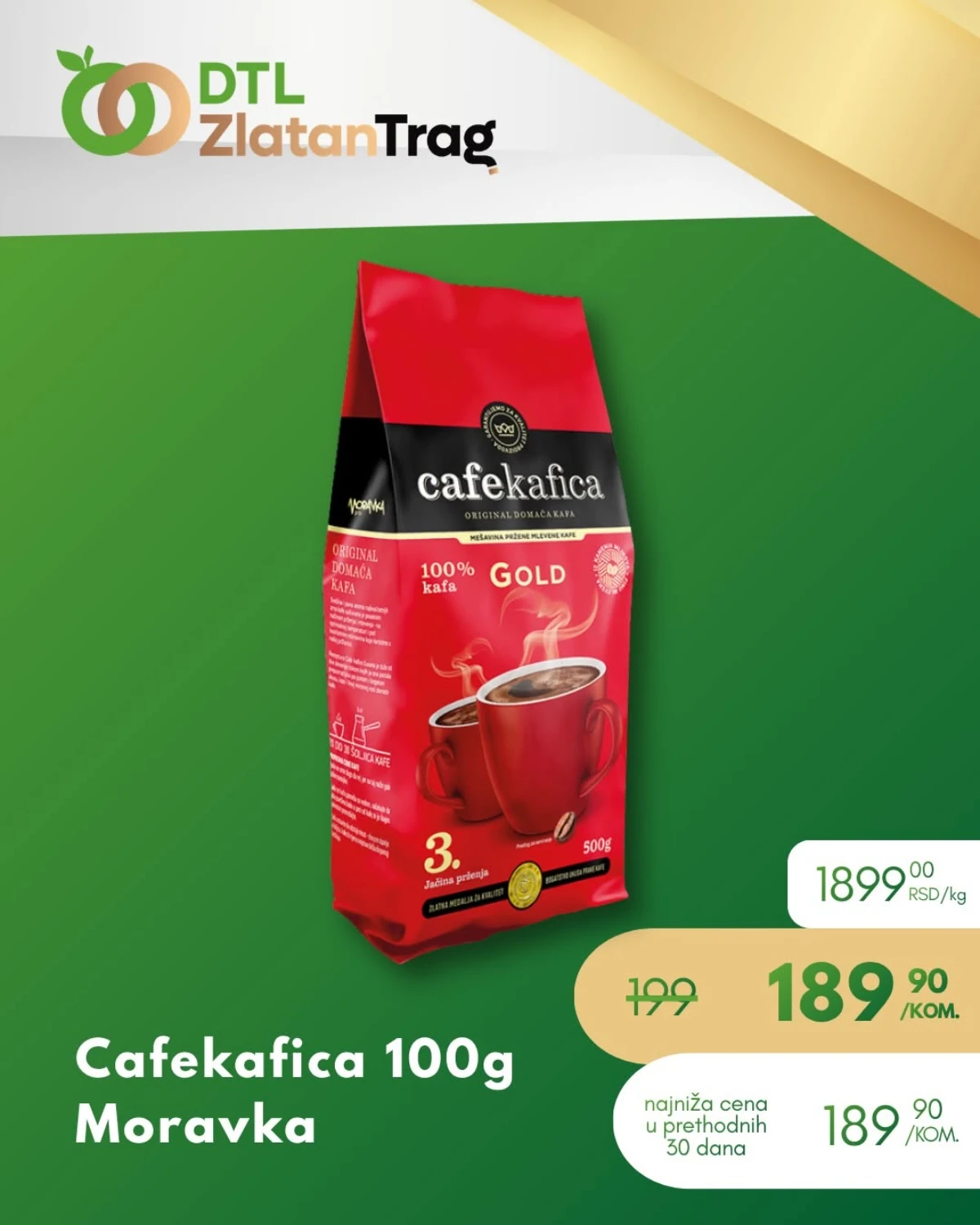 DTL Zlatan Trag specijalna ponuda do 10.08.2026. – Cafekafica Moravka kafa 100 g po akcijskoj ceni