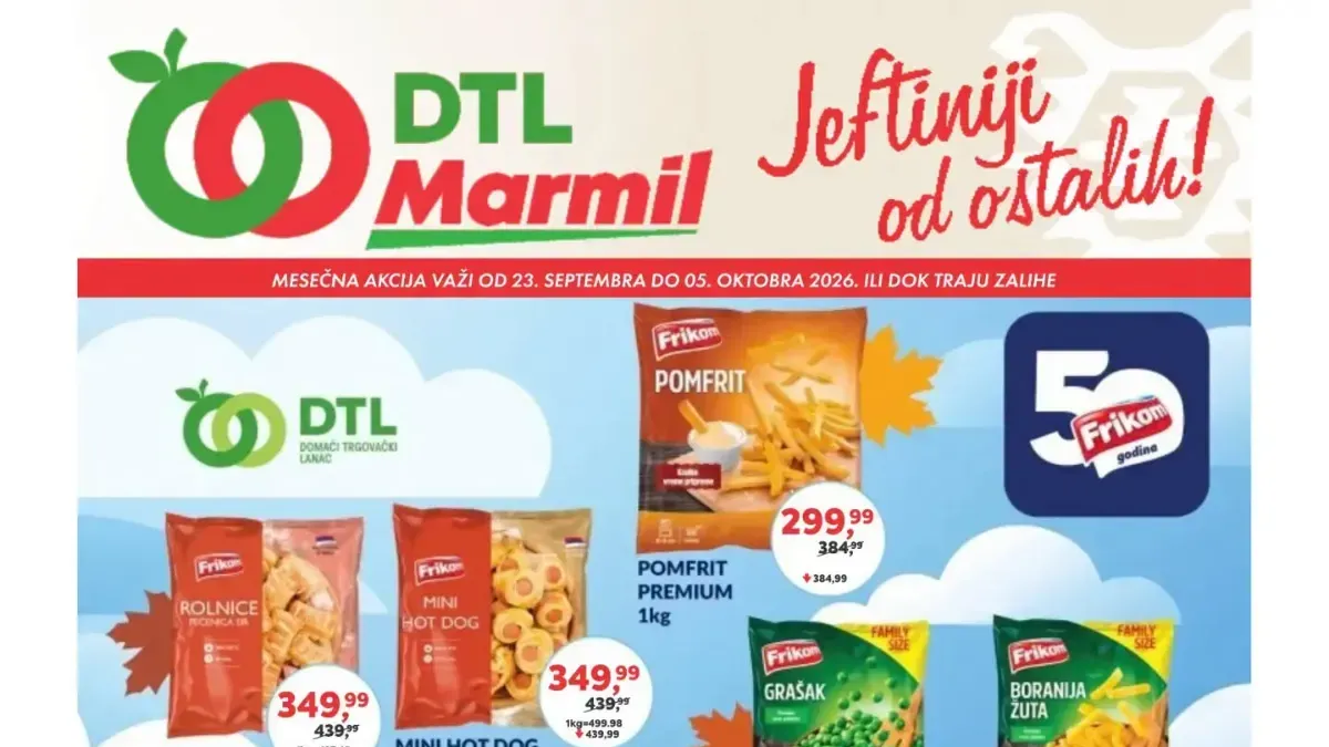 DTL Marmil novi katalog od 23.09. do 05.10.2026. – prehrambeni proizvodi, piće i kućne potrepštine po akcijskim cenama
