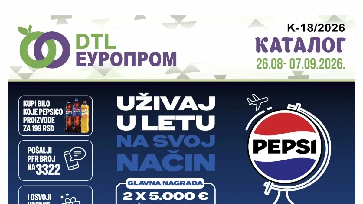 DTL Europrom katalog od 26.08. do 07.09.2026. sa akcijama na prehranu, piće, kućnu hemiju i proizvode za domaćinstvo
