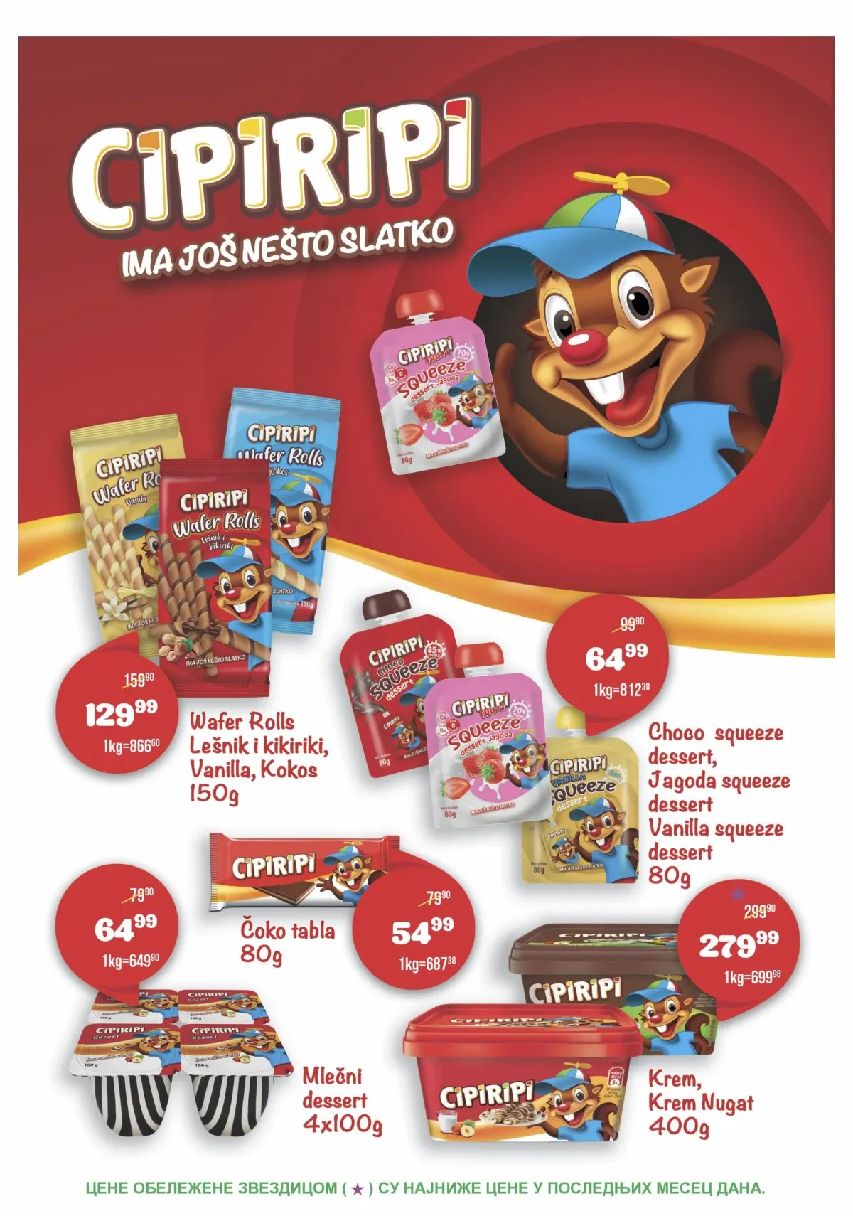 Cipiripi vafl rolnice, čokolada, deserti i krem u DTL Europrom katalogu