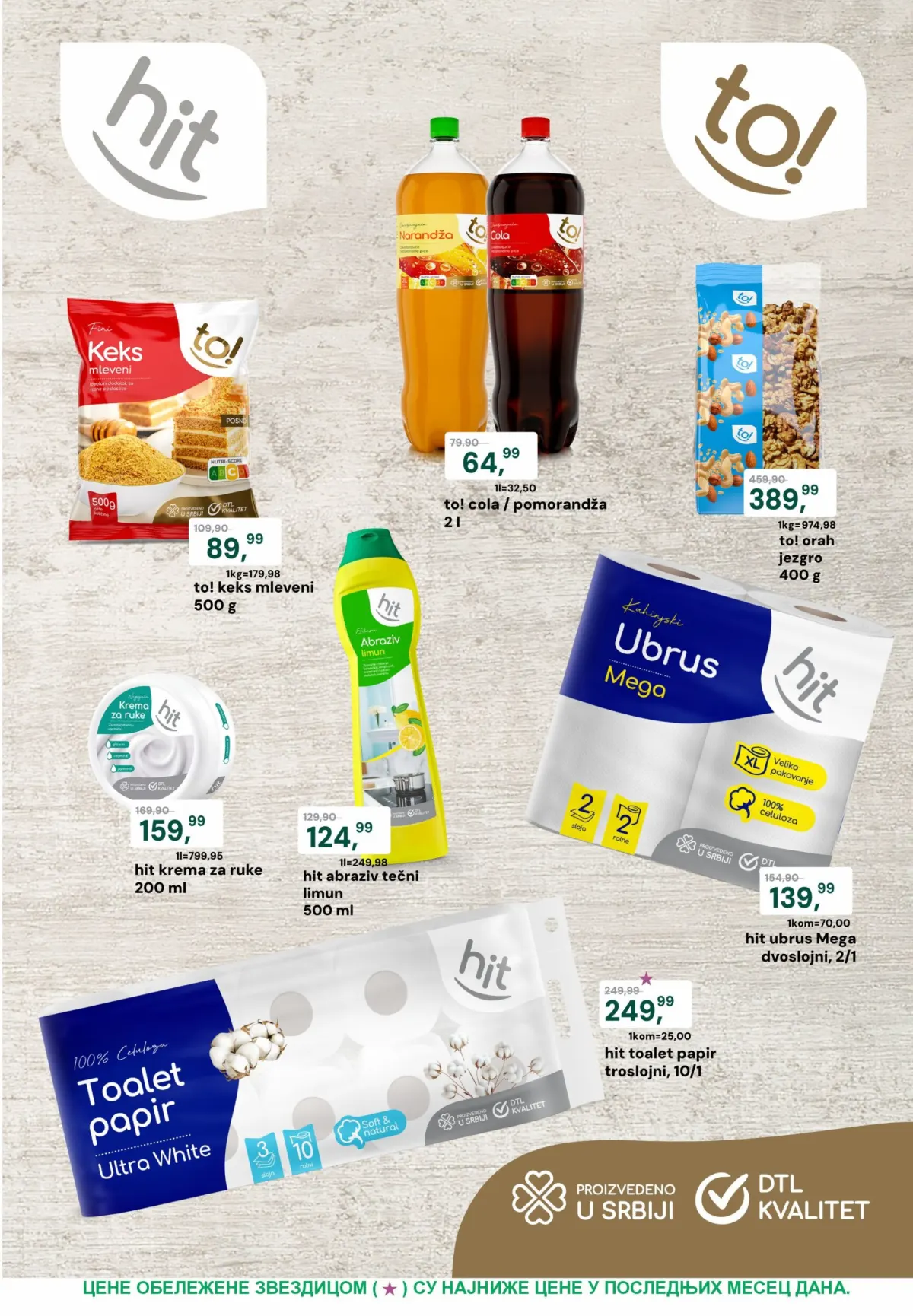 DTL Europrom katalog 21.10–02.11.2026. – strana 2, to! keks, sokovi, orasi, hit sredstva za čišćenje i papirna galanterija na akciji