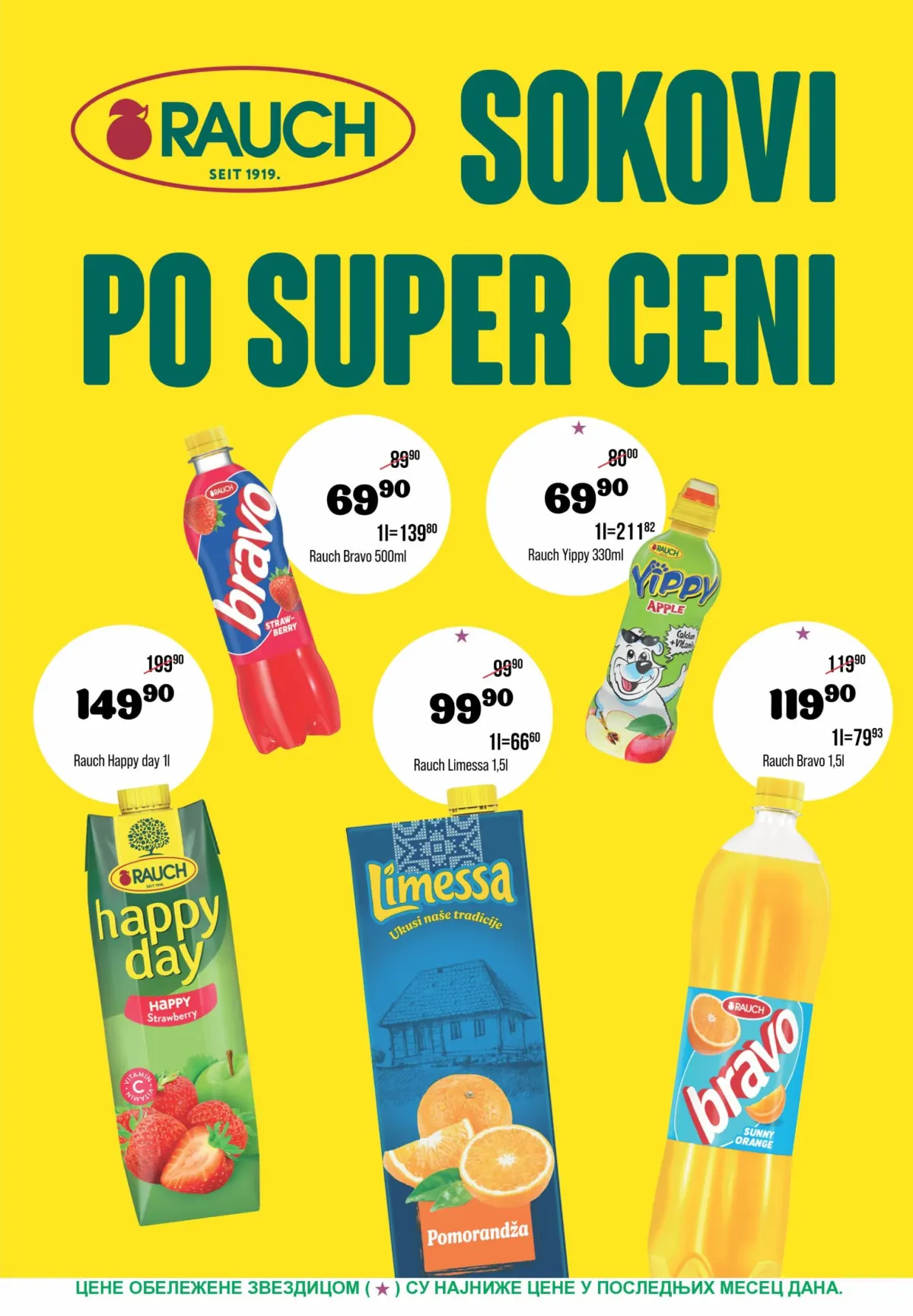DTL Europrom katalog 21.10–02.11.2026. – strana 3, Rauch sokovi Bravo, Happy Day, Yippy i Limessa po akcijskim cenama