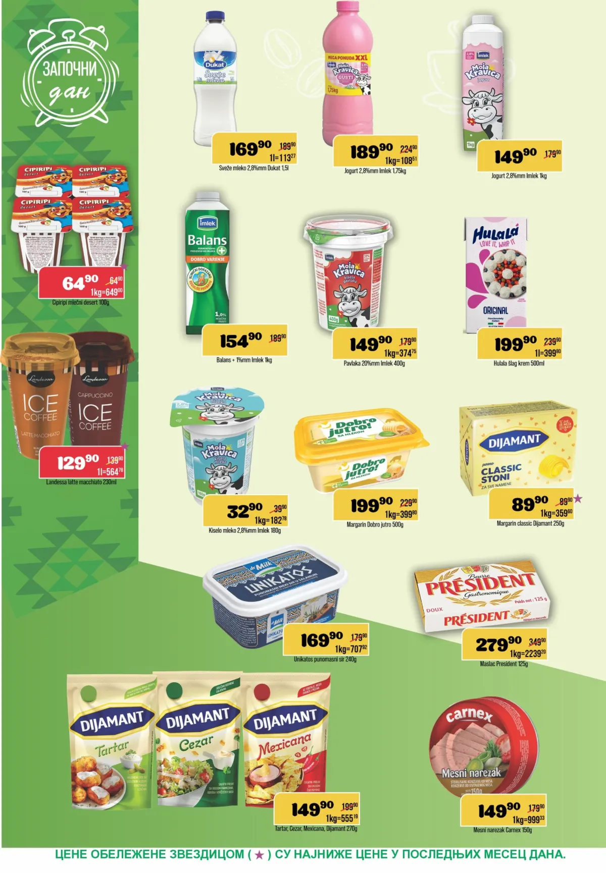 DTL Europrom katalog 21.10–02.11.2026. – strana 4, mleko, jogurt, pavlaka, margarin Dijamant, sir i Carnex mesni narezak