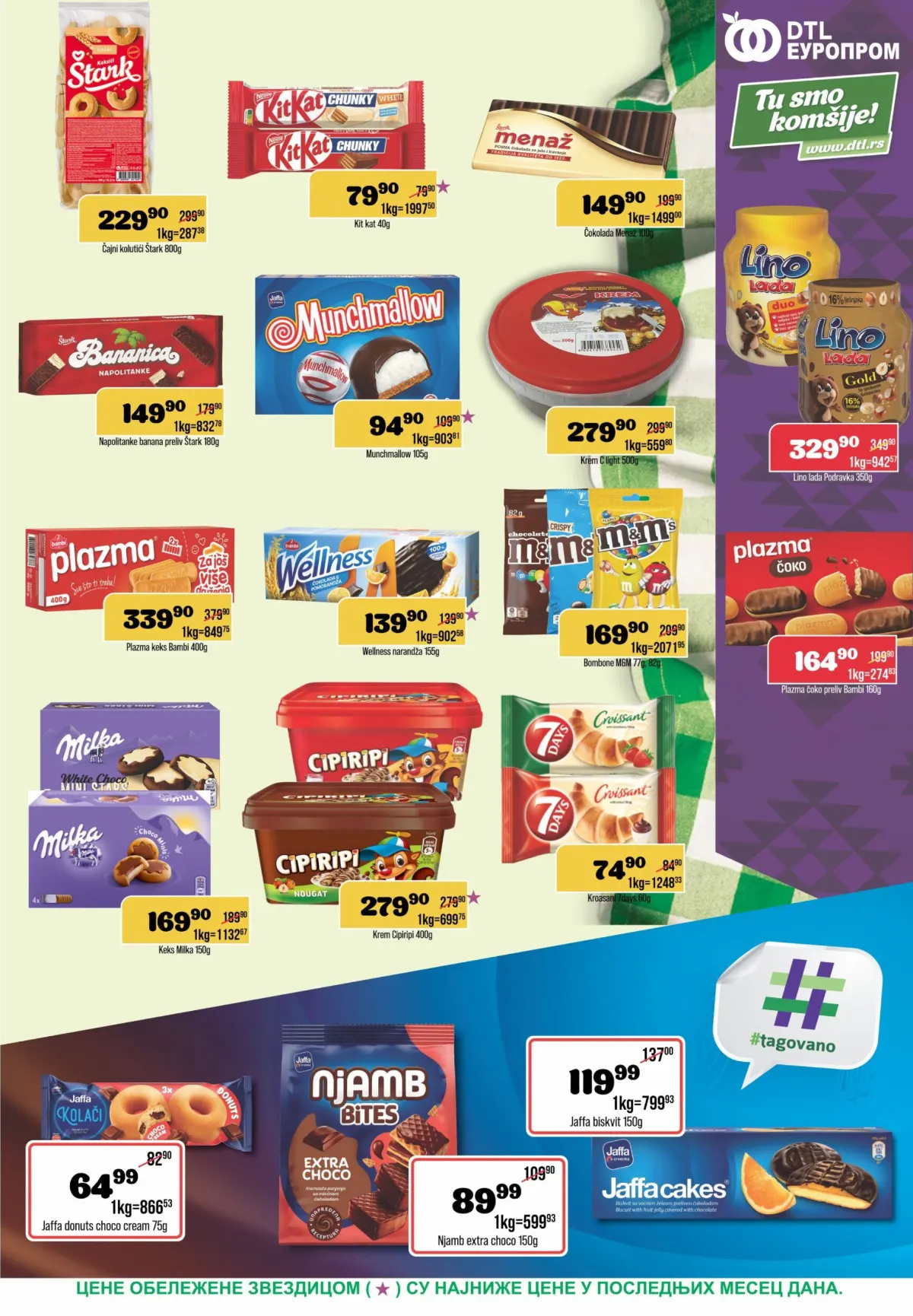 DTL Europrom katalog 21.10–02.11.2026. – strana 7, Milka, KitKat, Plazma, Munchmallow, Jaffa kolači i drugi slatkiši na sniženju