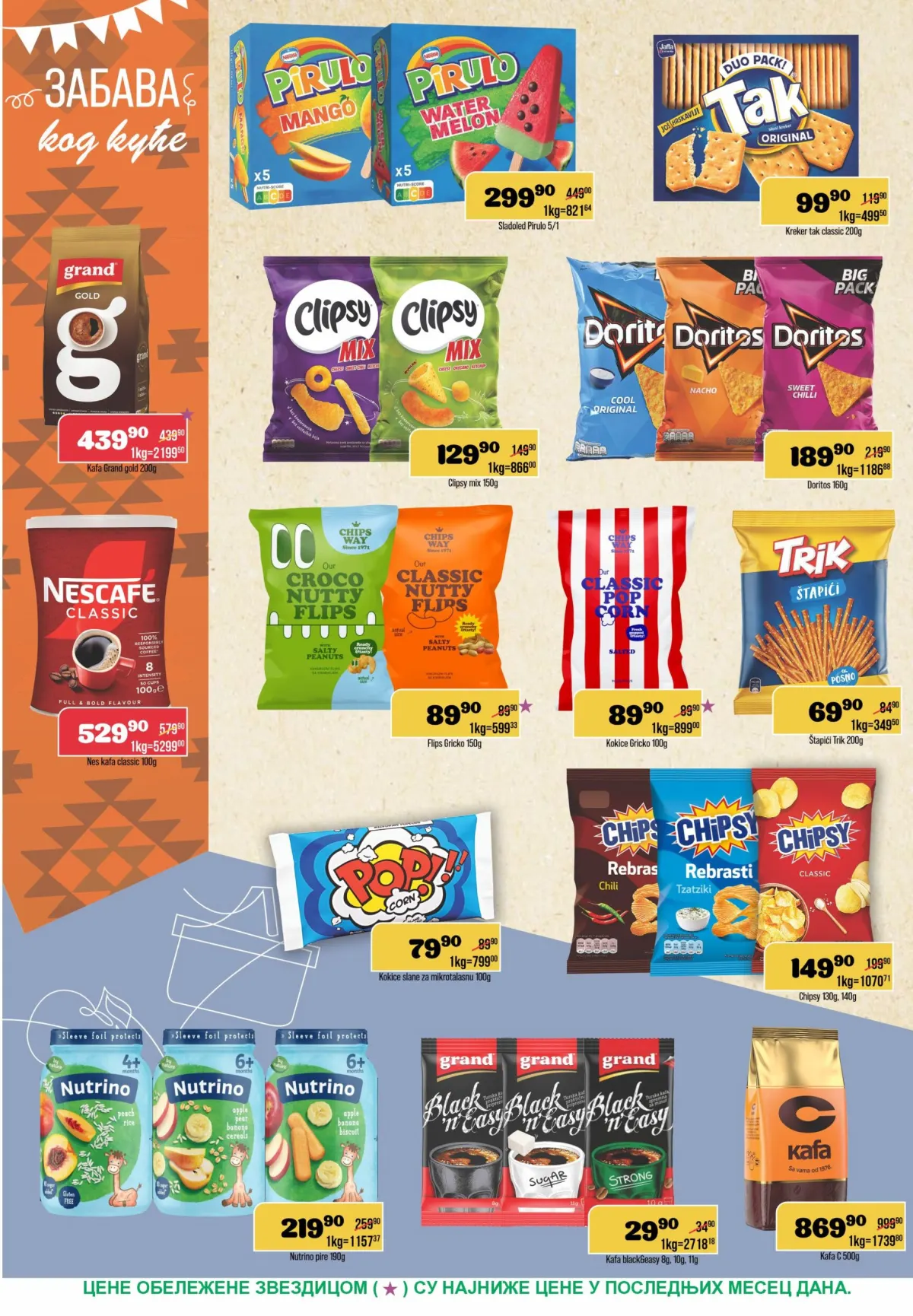DTL Europrom katalog 21.10–02.11.2026. – strana 8, Doritos, Clipsy, Chipsy, sladoled Pirulo, Grand i Nescafe kafa po akcijskim cenama