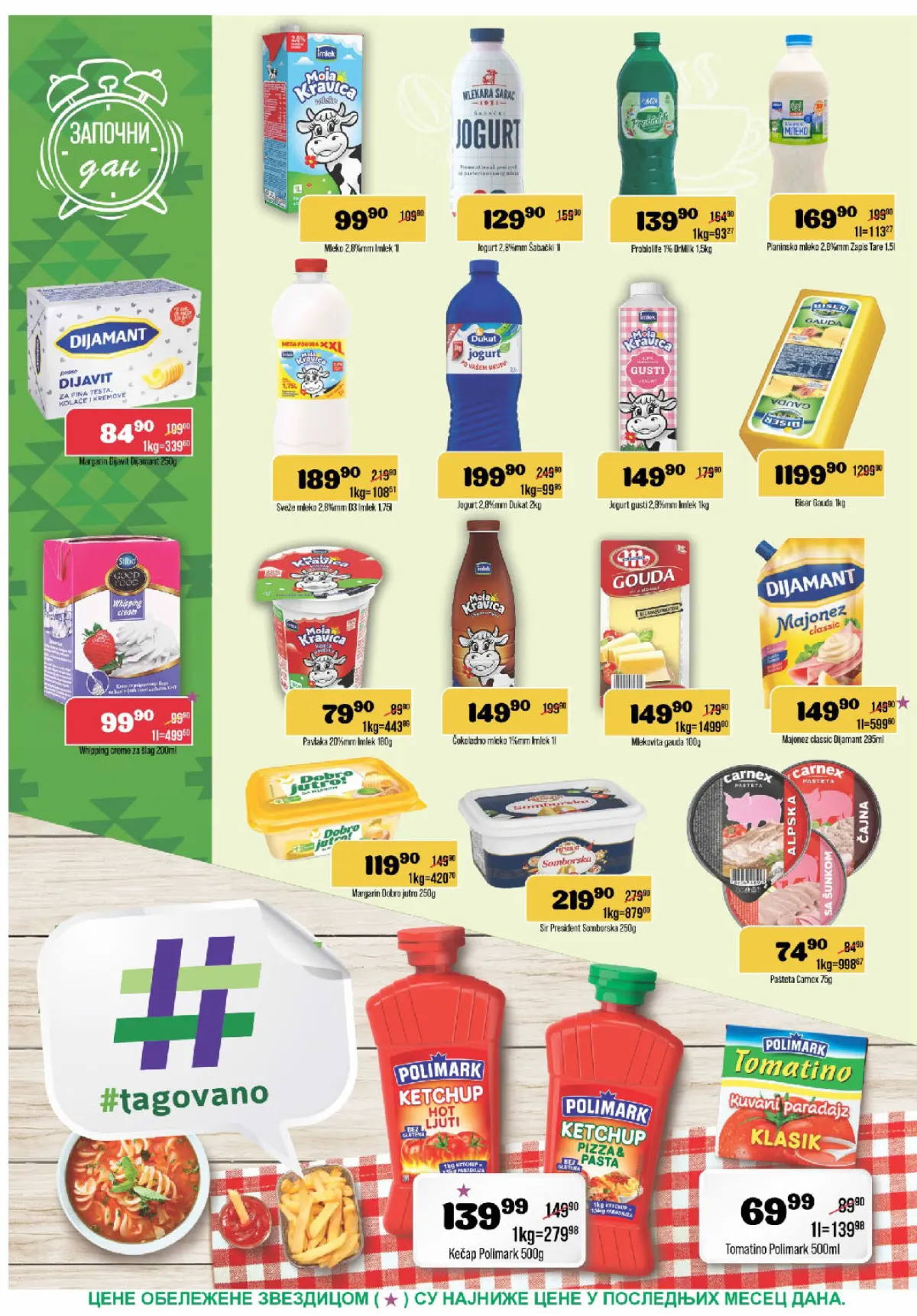 Europrom katalog, strana 4 – mleko Moja Kravica, jogurti, pavlaka, sirevi, margarin, majonez i Polimark kečap