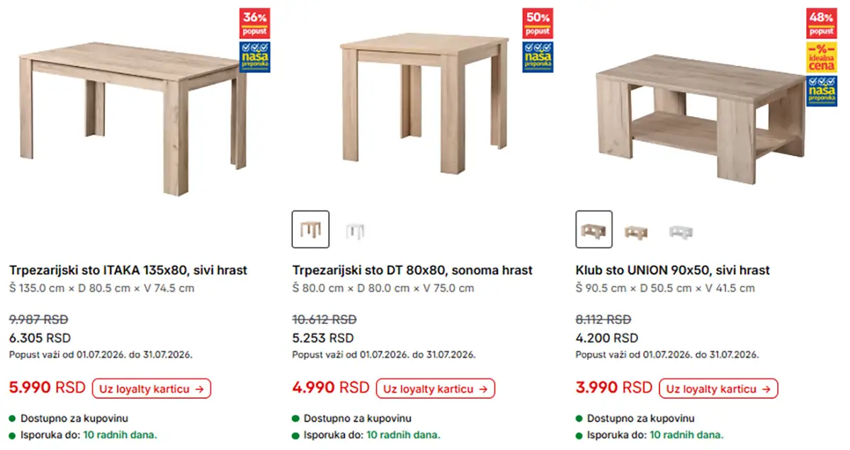 Forma Ideale trpezarijski i klub stolovi na akciji