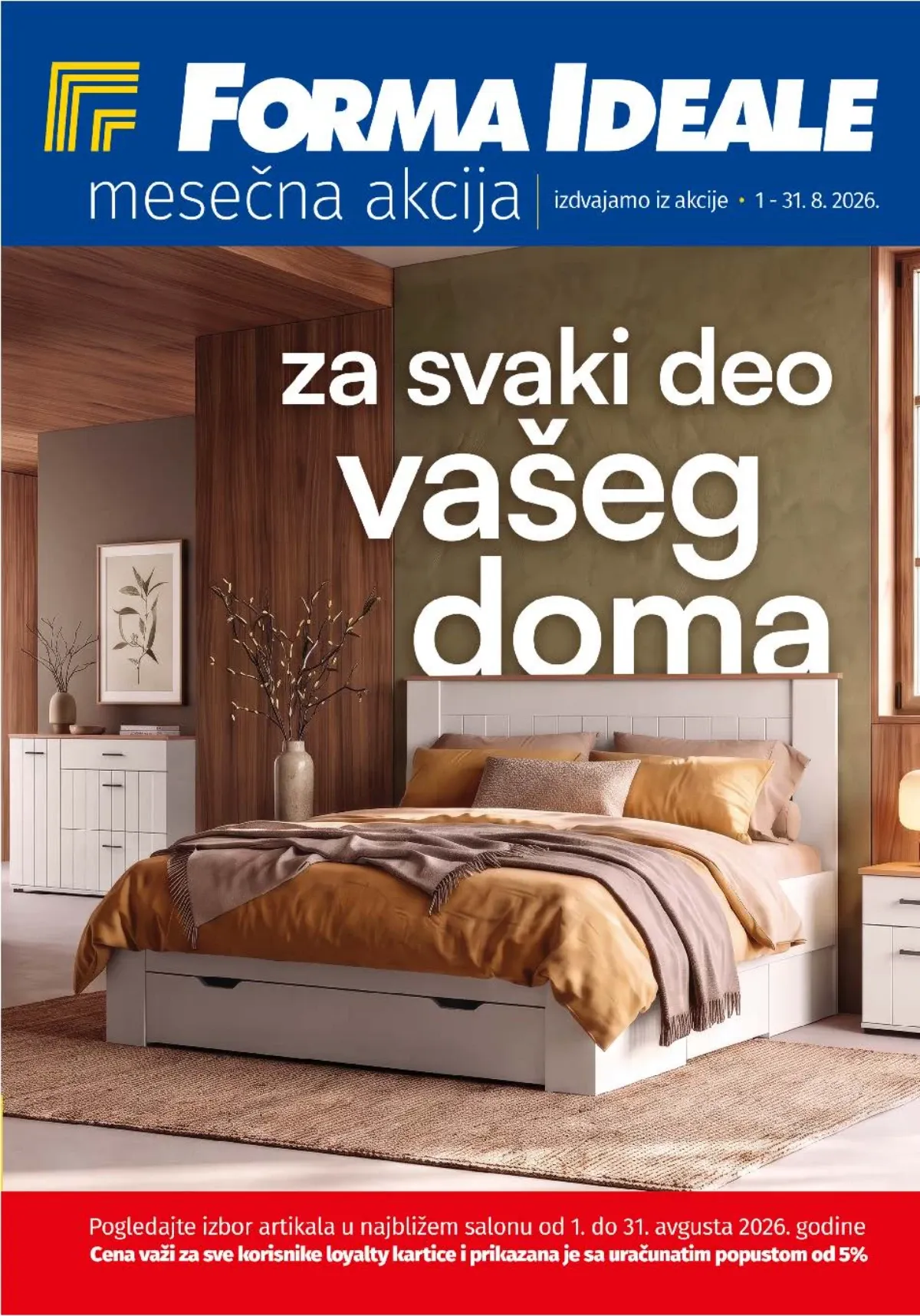 Forma Ideale mesečna akcija do 31.08.2026. – popusti do 47% na nameštaj, kuhinje, dušeke i kućne aparate