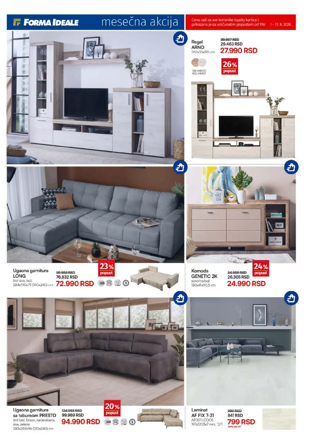 Forma Ideale akcija – trpezarijski stolovi, stolice i kancelarijski nameštaj