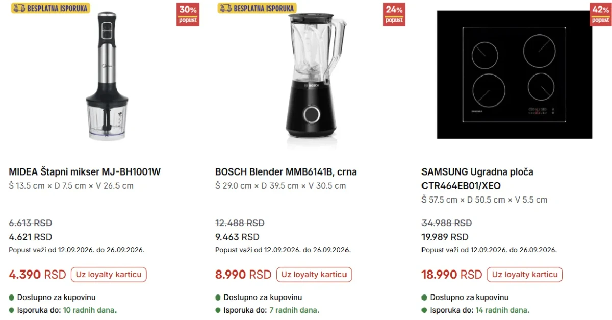 Forma Ideale akcija – Midea štapni mikser, Bosch blender i Samsung ugradna ploča