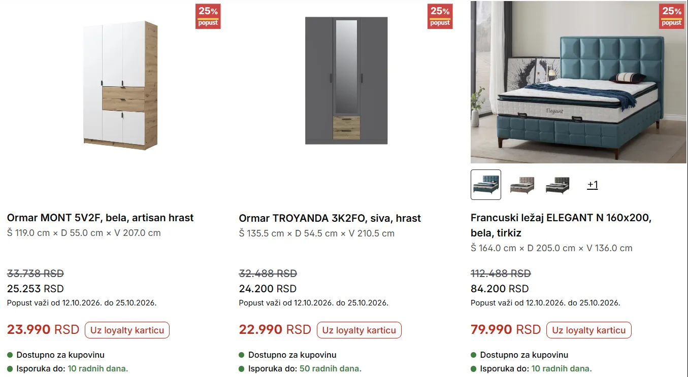 Forma Ideale – ormari MONT 5V2F i TROYANDA 3K2FO i francuski ležaj ELEGANT N 160 × 200 na akciji