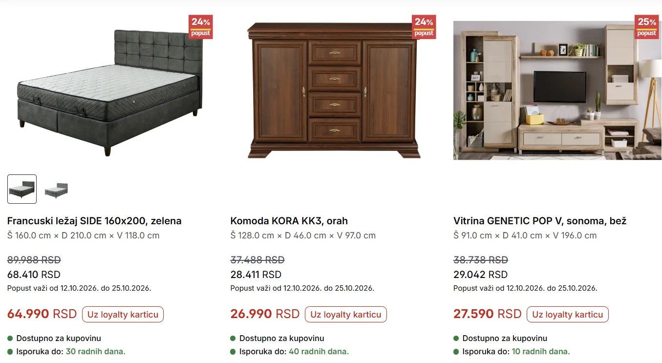 Forma Ideale – francuski ležaj SIDE 160 × 200, komoda KORA KK3 i vitrina GENETIC POP V na akciji