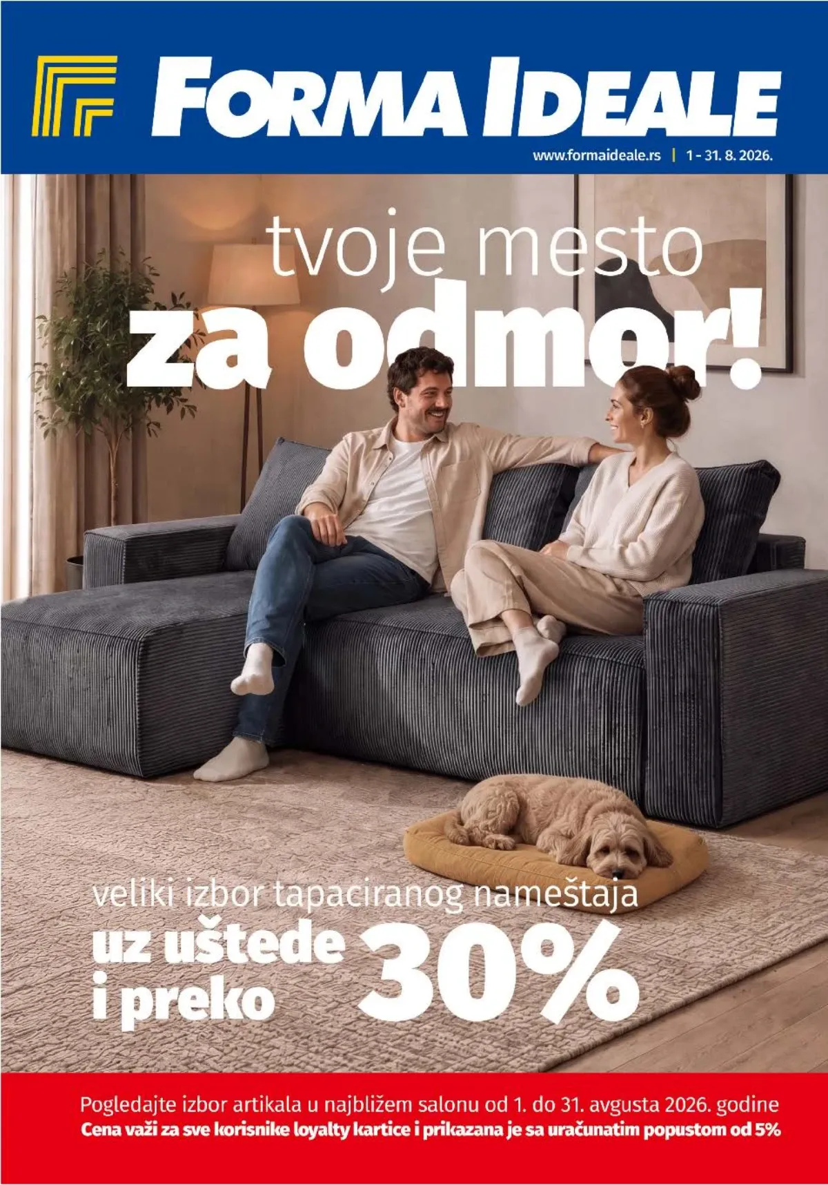 Forma Ideale katalog do 31.08.2026. – veliki izbor tapaciranog nameštaja uz uštede preko 30%