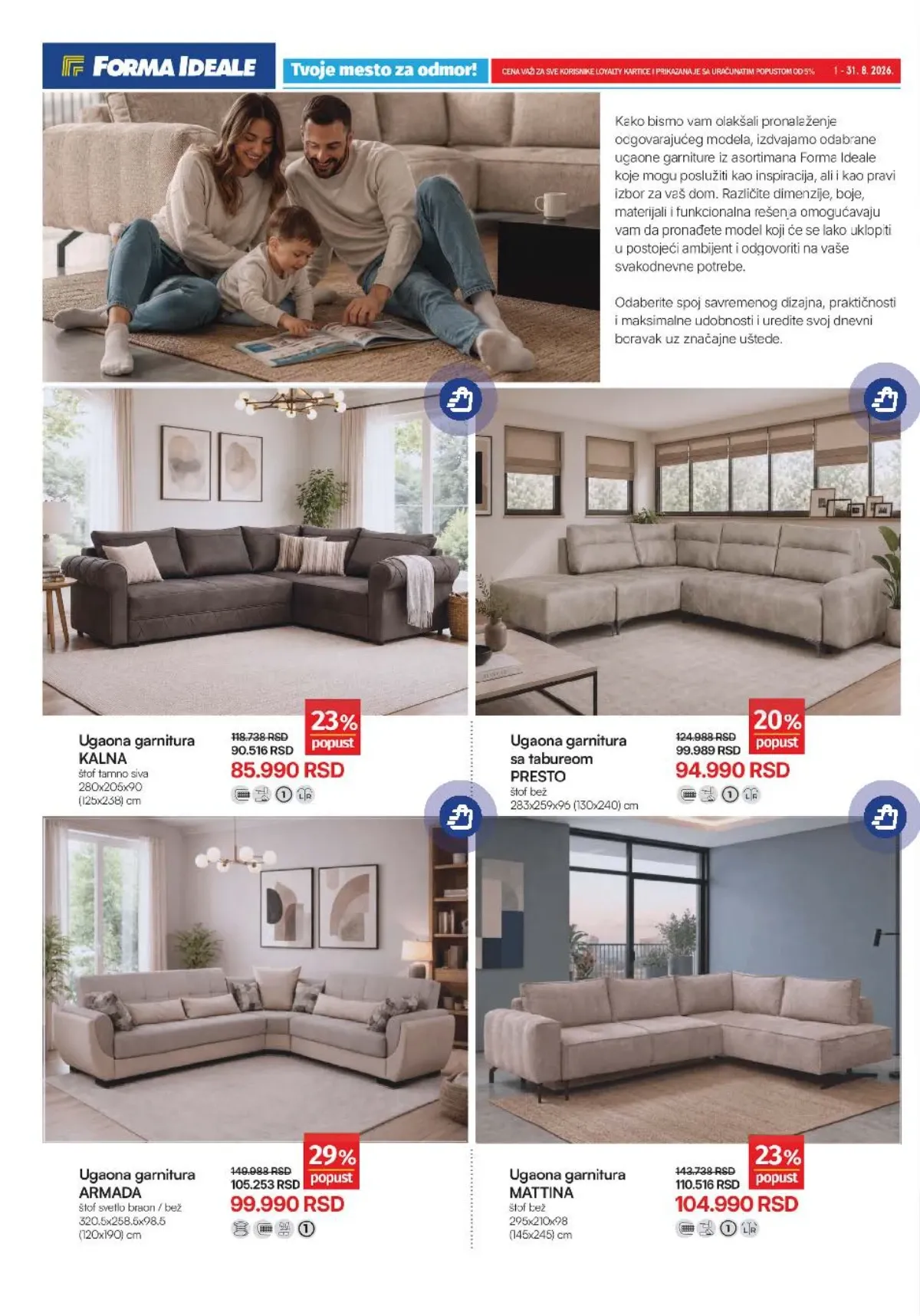 Forma Ideale katalog do 31.08.2026. – ugaone garniture na akciji