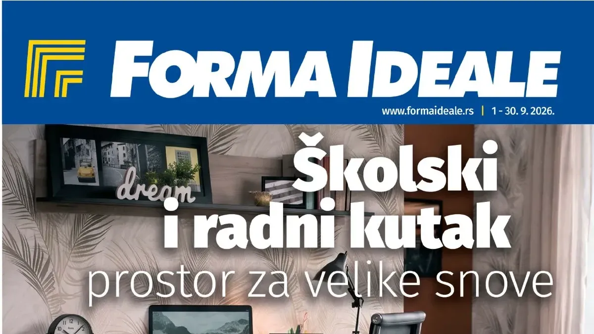 Forma Ideale akcija od 01.09. do 30.09.2026. – radni stolovi, kancelarijske stolice i nameštaj za školski i radni kutak uz uštede preko 40%